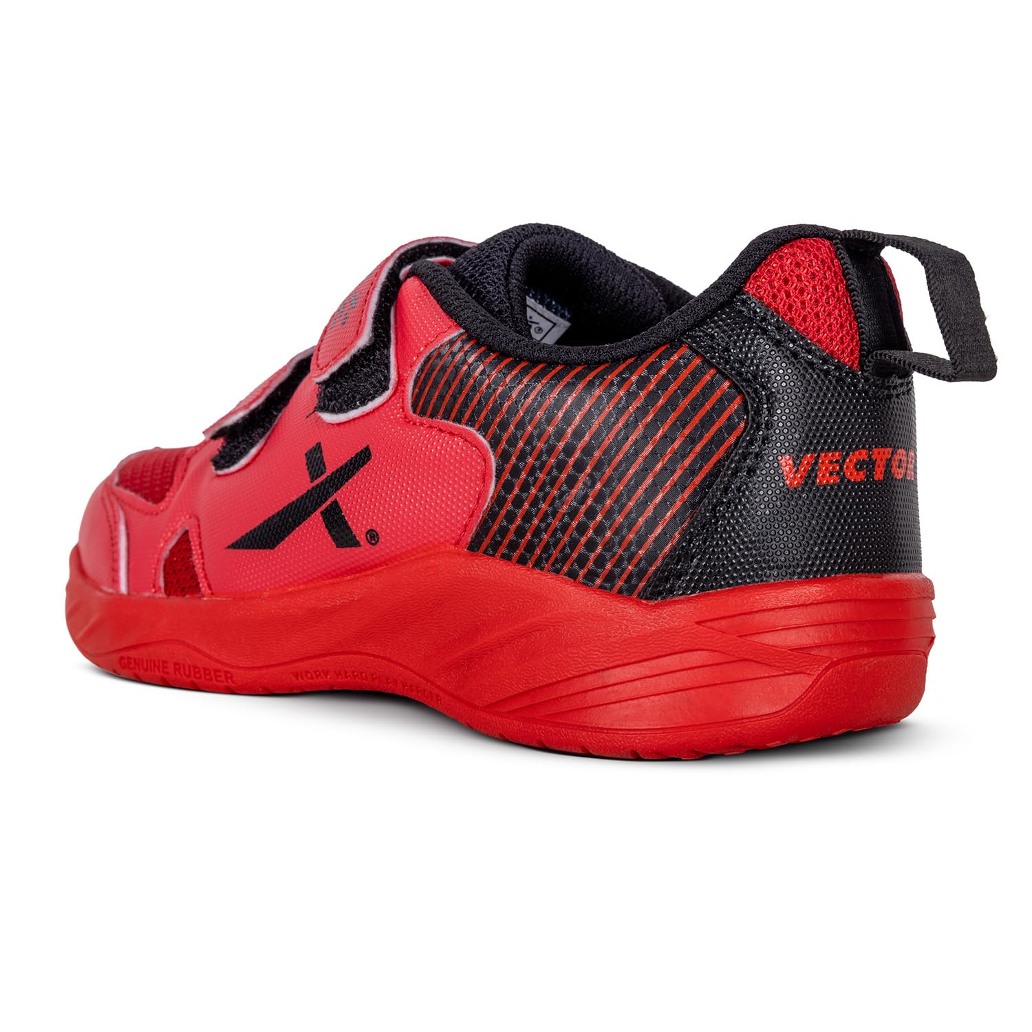 Vector X Luminous Kids (Unisex) Tennis/Badminton Court Shoe Elegent Design Rubber Sole Slip Resistance Light Weight EVA Insocks for Comfort (Red-Black, UK Footwear Size System, Big Kid, Men, Numeric, Medium, 11) 2