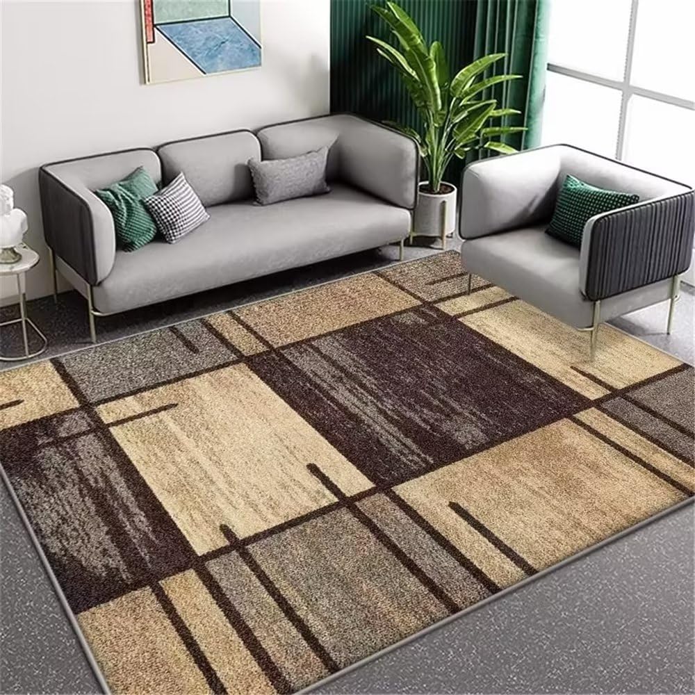 Tapis de sol brun vintage rectangle 100x160 pour réchauffer un sol froid de chambre à coucher
