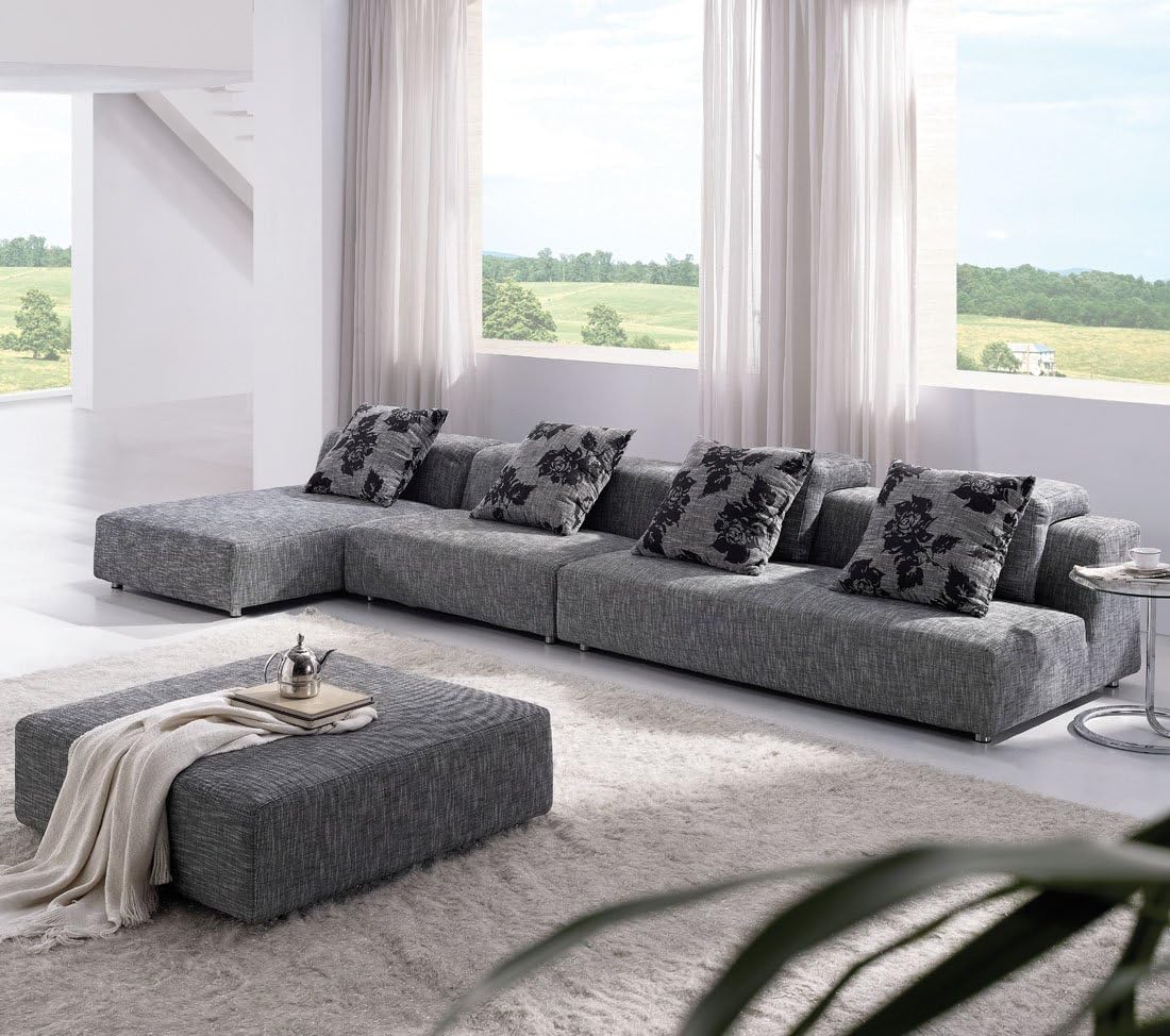 Tosh Furniture Modern Zebrano Fabric Sectional Sofa