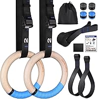 RENRANRING Wooden Gymnastic Rings 1.25" Olympic Gym Rings w/ Quick Adjust Straps - 1500lbs Capacity for Calisthenics, Pull-Ups & Home Workouts