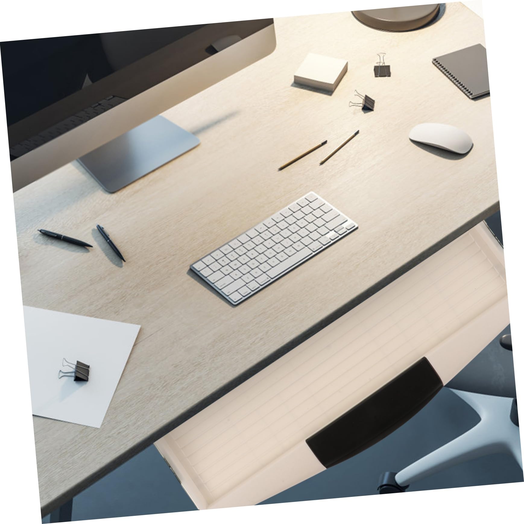 Weiße Tastaturablage – ausziehbare Computertastaturschublade – ABS-Kunststoff-Büroaufbewahrungsständer – platzsparendes Schreibtischzubehör für Zuhause und Büro