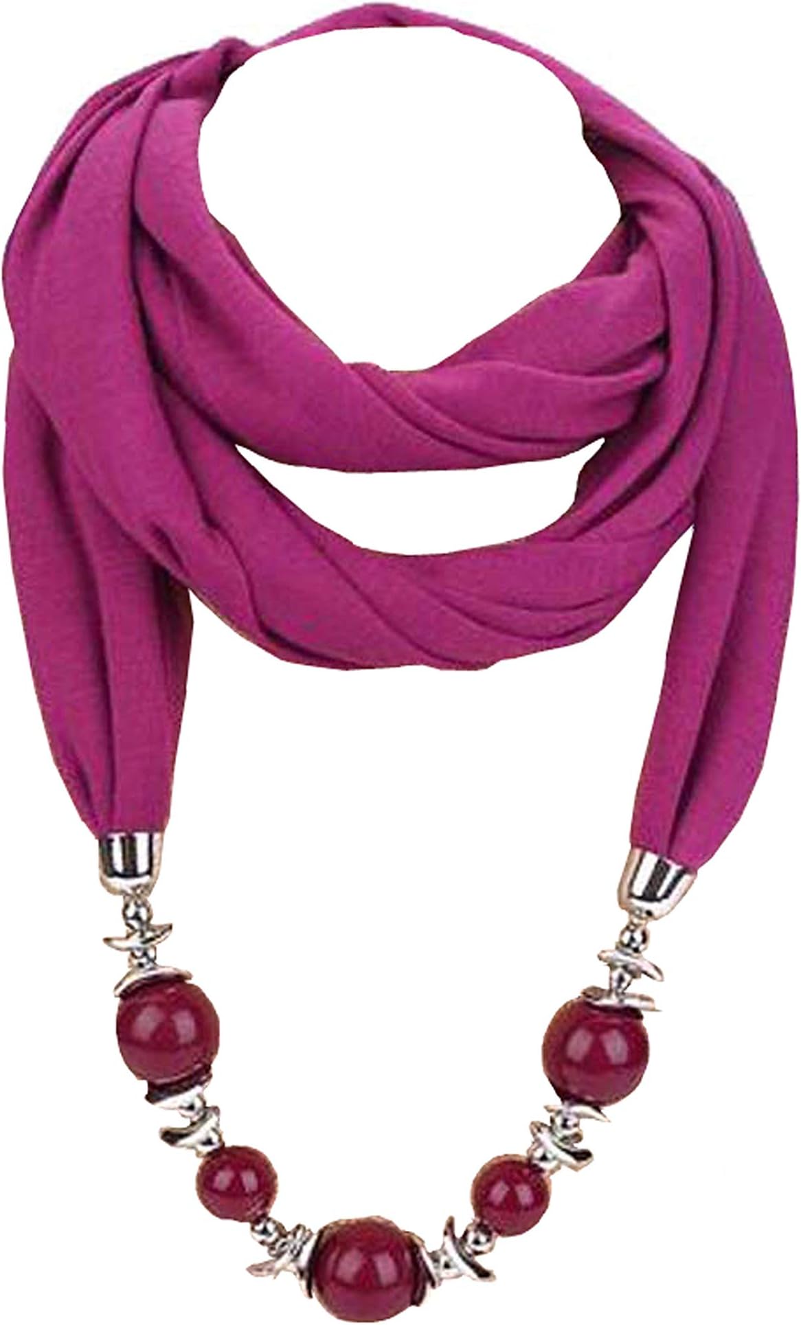 ANDAY Beads Pendant Round Neck Collar Necklace Neckerchief Scarf Necklaces Women Ethnic Jewelry Vintage Accessories (Purple Red)