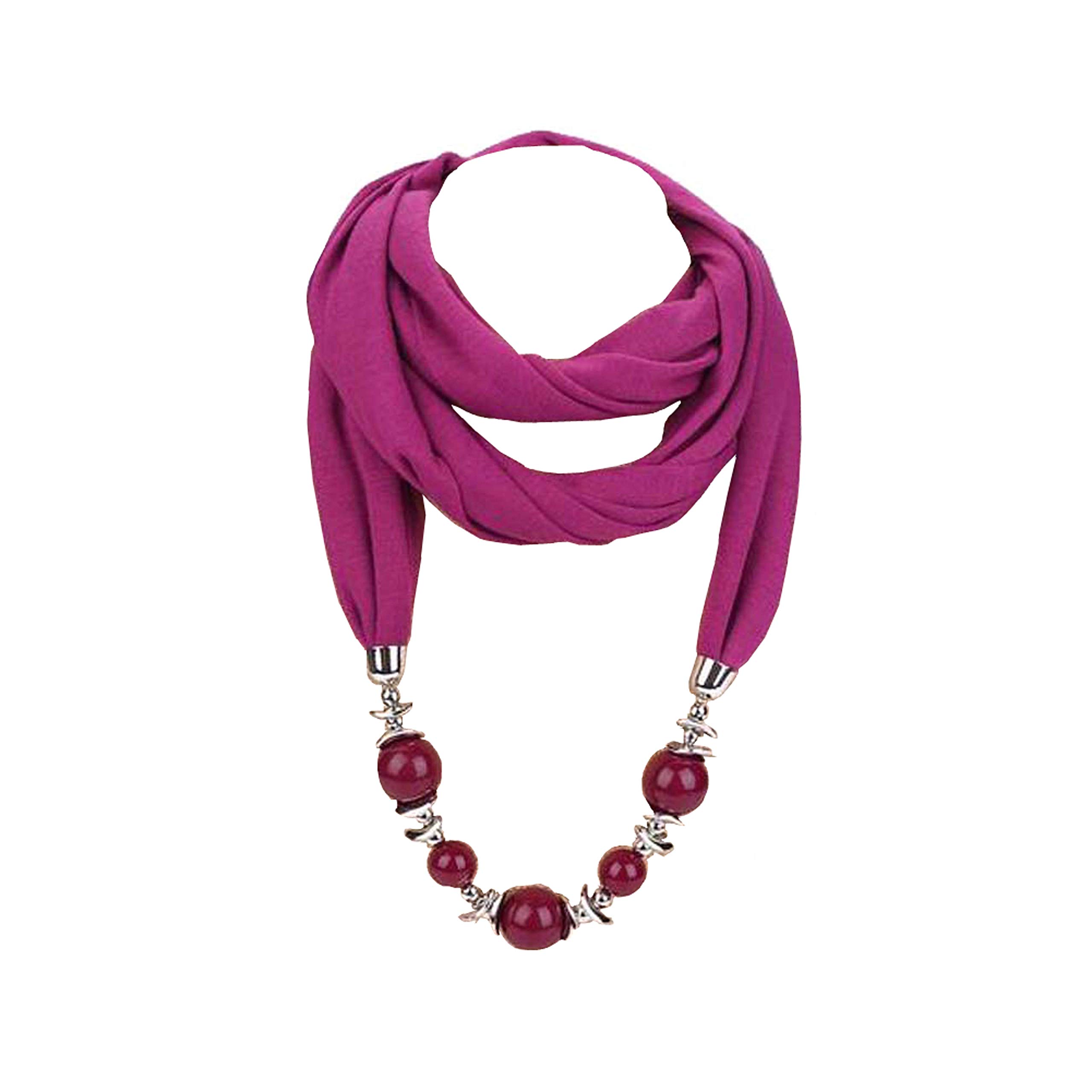 ANDAY Beads Pendant Round Neck Collar Necklace Neckerchief Scarf Necklaces Women Ethnic Jewelry Vintage Accessories (Purple Red)