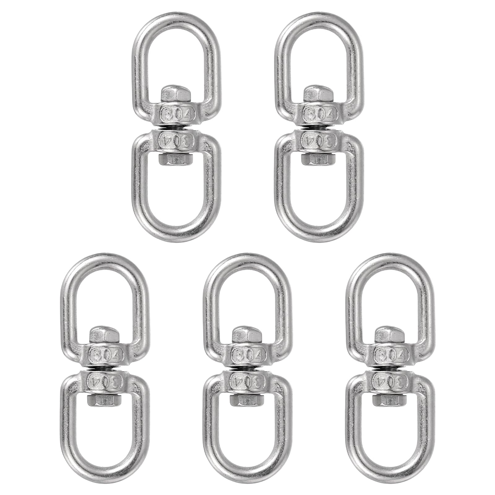 PATIKIL Double Ended Swivel Hook, (M5, 3Pcs), 304 Stainless Steel Eye to Eye Swivel Shackle Ring Connector, Suit for Marine/Tree Swing/Hammock Chair/Gardens/Outdoor Activities