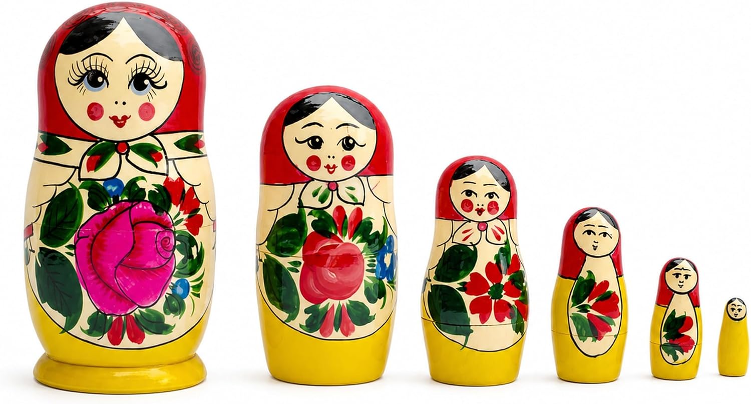 Set of 6 Wooden Dolls Nesting Dolls Semenov Matryoshka 5.75 Inches