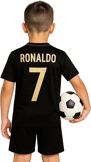 Sports Soccer Football Portu Jersey Ronaldo 7 Home Away Kit Jersey T-Shirt with Black Shorts 2026(Kid's,Boy's & Men)
