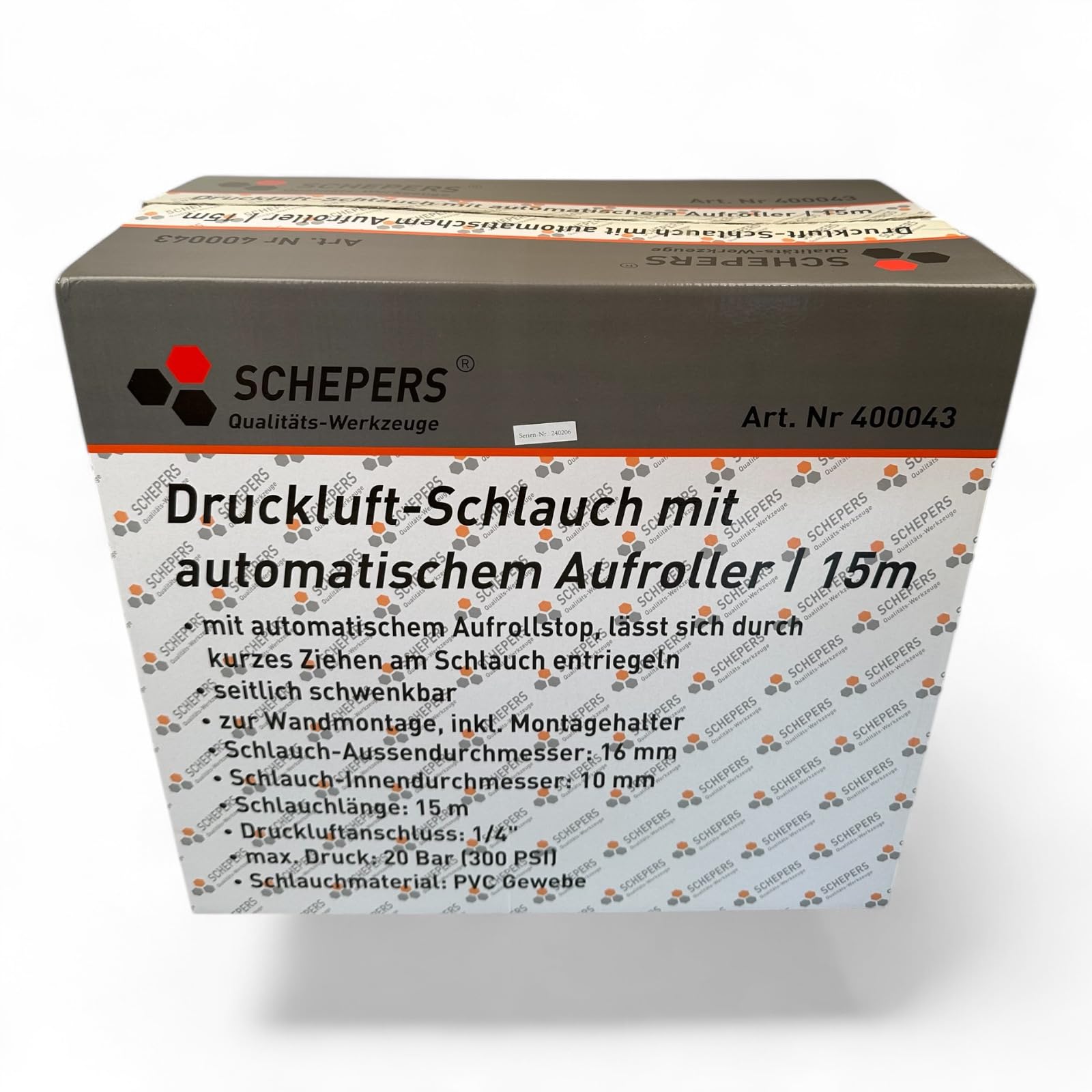 SWV 400043 Automatik Druckluftschlauch Schlauchtrommel 15m +1m