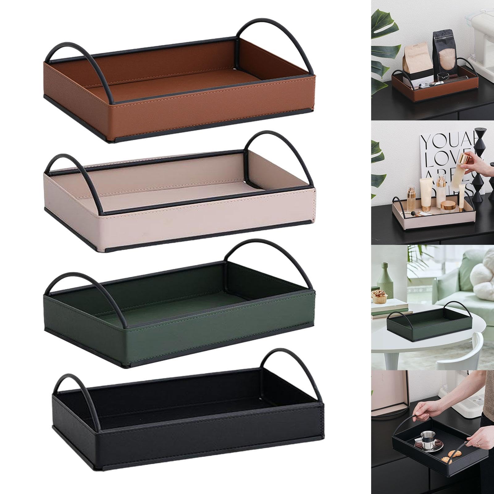 BNF®Valet Tray Organizer PU Leather Iron Keys Tray for Bathroom Entryway Dresser Brown|Home & Garden|Household Supplies & Cleaning|Home Organization|Storage Boxes 4