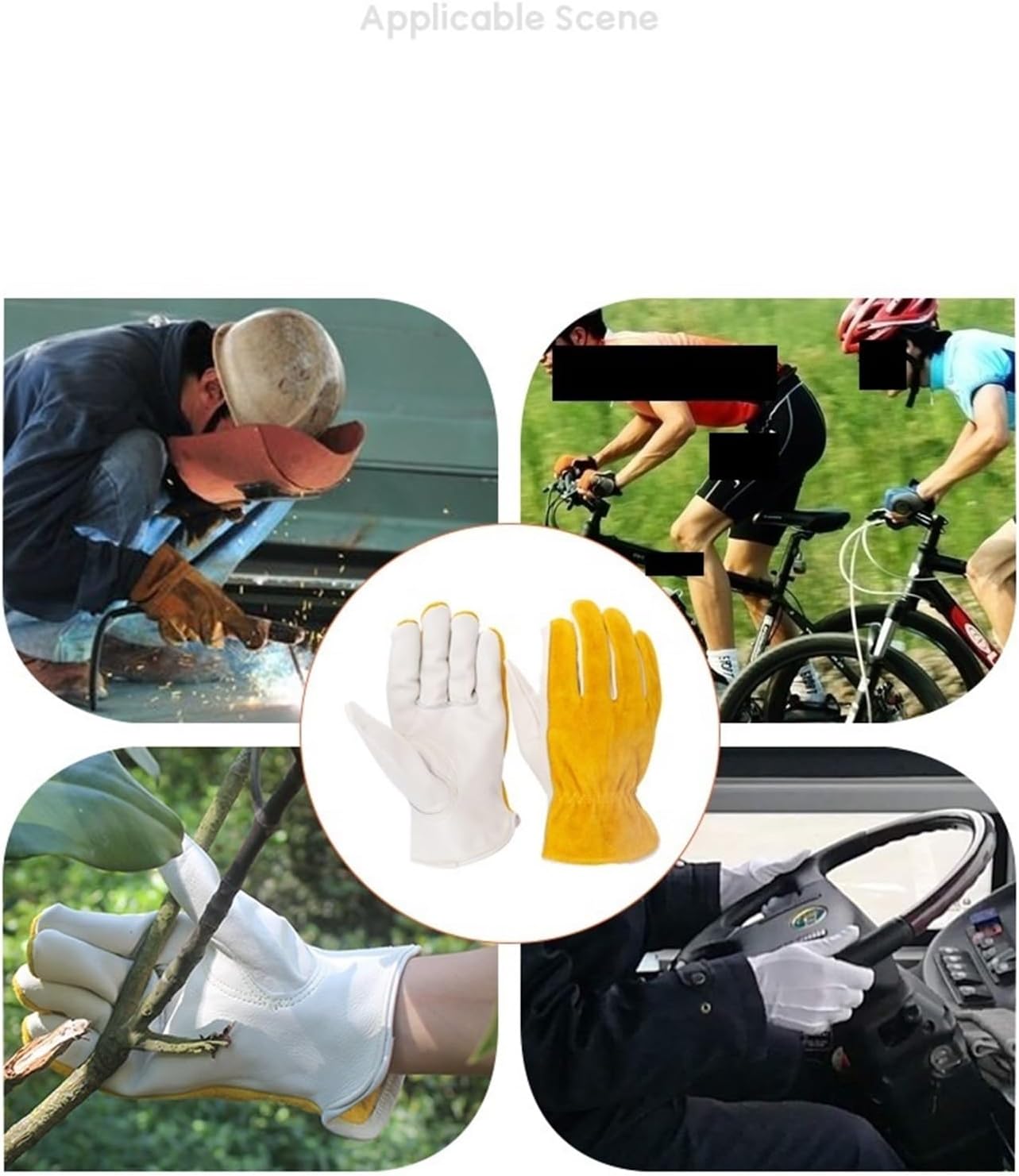 Welding Gear, Cowhide Work Gloves For Workers Welding Safety Protection Gardening Sports Wear Resistant(X-Large)