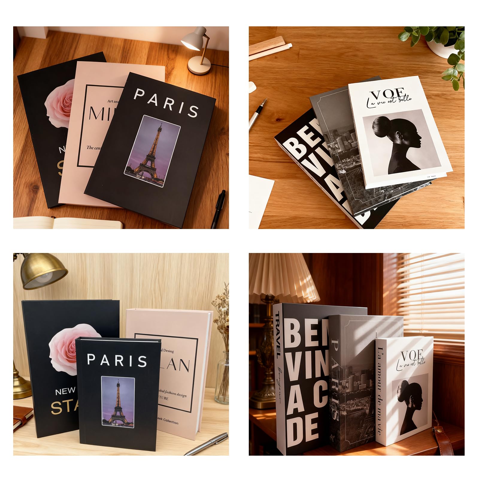 3 Piezas Libros Decorativos, Juego de Libros de Decoración Moderno, Caja Decorativa, Libro Falsos, Juego de Libro Decorativos, Apilados Falsos, para Mesa de Centro, Estanterías, Modelo B