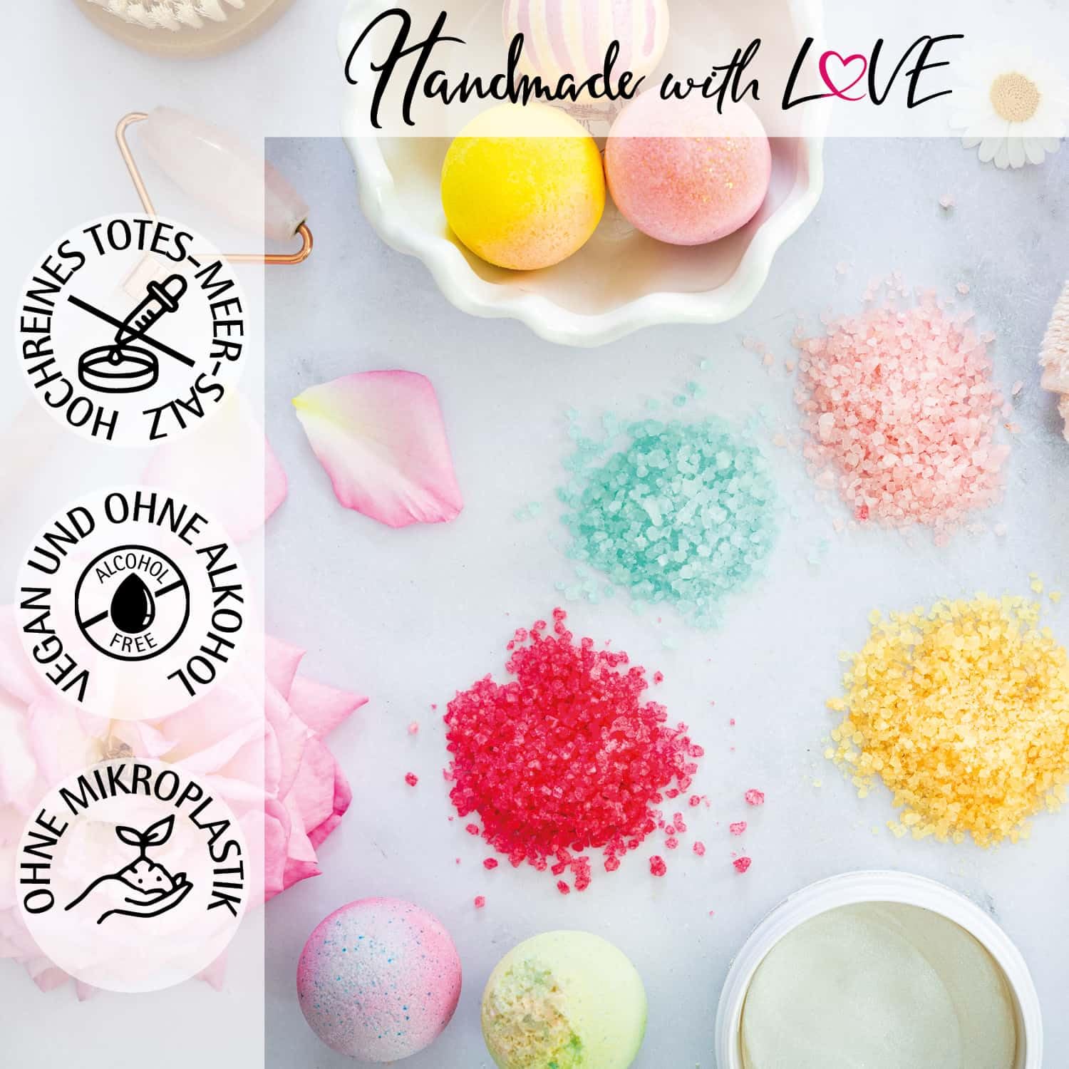 Hallingers Genuss Manufaktur Badesalze Muttertagsgeschenk-Set - 24x Badezusatz mit Totes Meer Badesalz Geschenkbox, Badekristalle Fußbad & Spa ""Für Mama"", Geschenkidee für Mama Oma