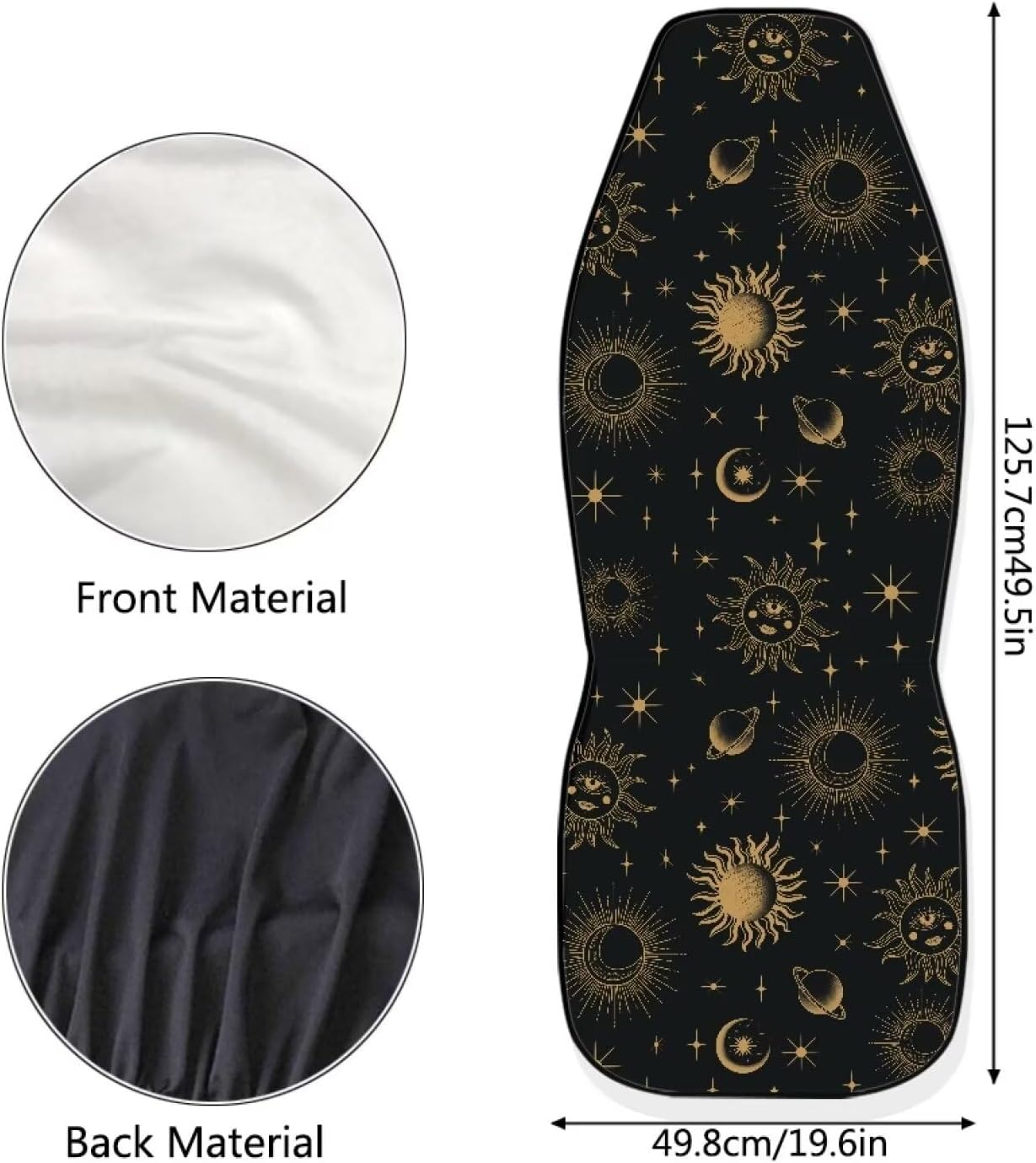 INSTANTARTS Sun and Moon Star 2 PCS Car Seat Covers for Front Seat Cushion Auto Seat Cover Car Bucket Seats Protector Covers Universal fit for SUV Sedan Van