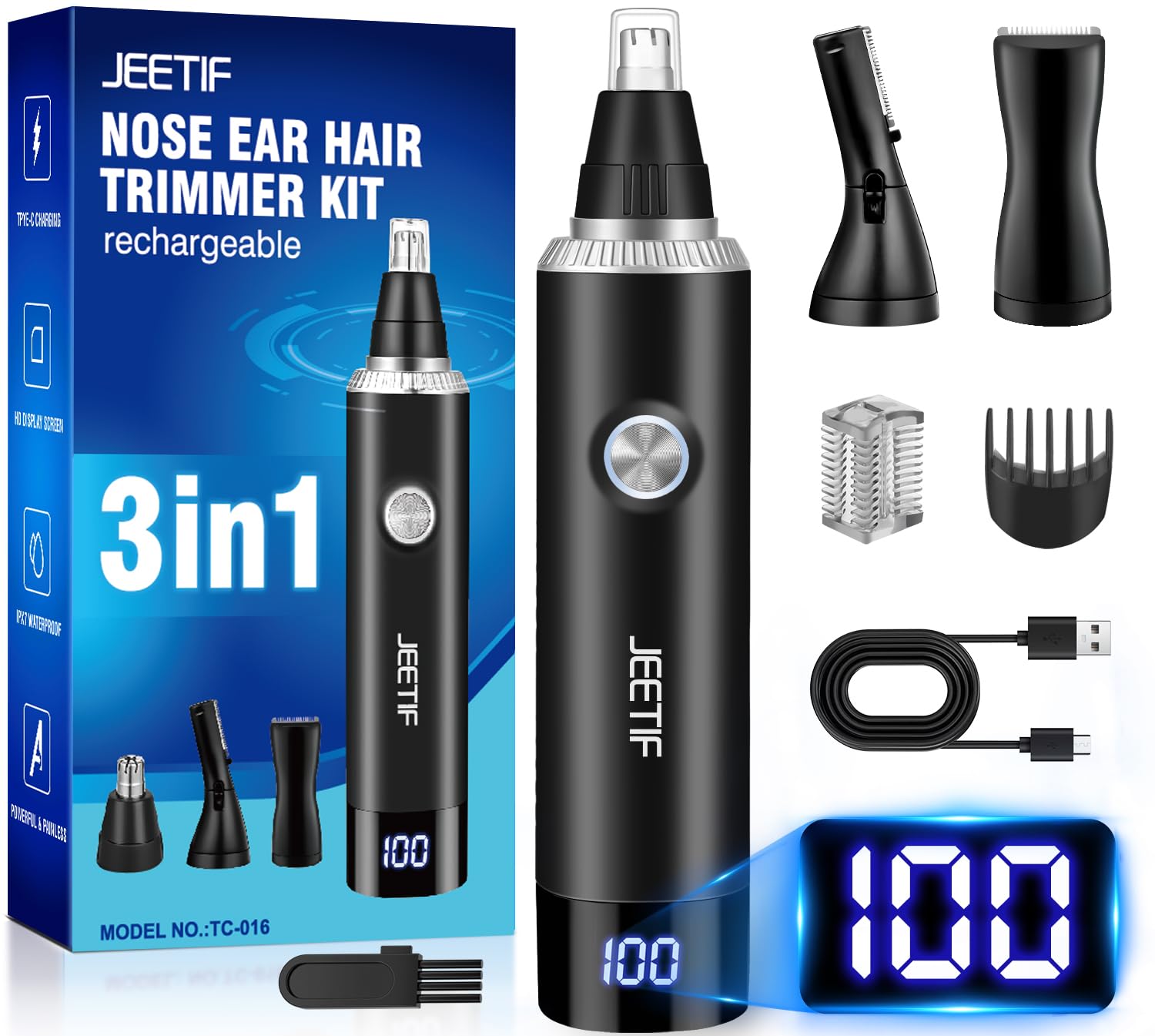 Sponsored Ad – Rechargeable Nose Hair Trimmer for Men and Women, 3-in-1 Professional Painless Eyebrow and Facial Hair Trimmer, IPX7 Waterproof Nose Trimmer Men with Dual Edge Blades,Eyebrow Trimmer