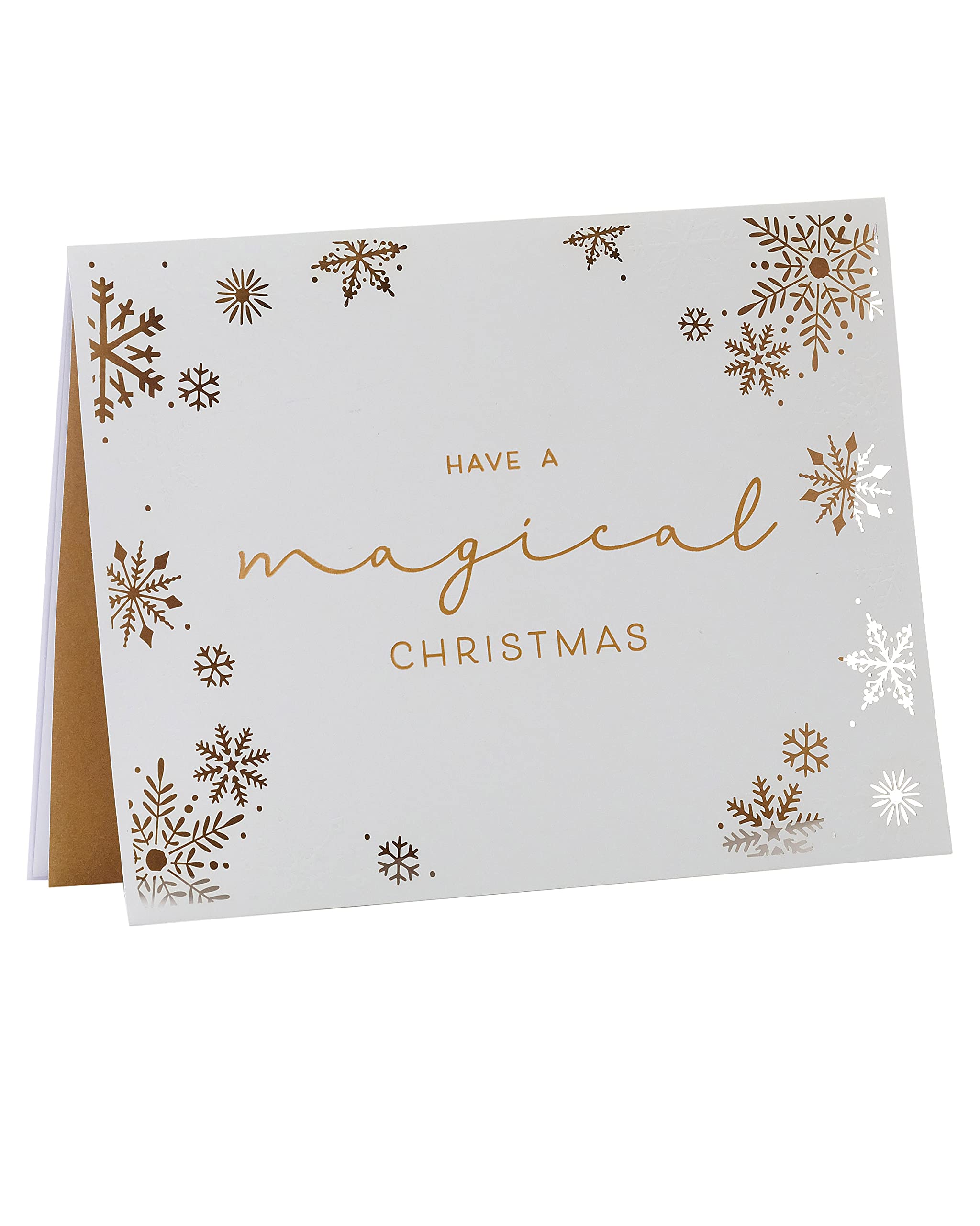 UK Greetings - Box of 8 Gold Foiled Snowflake Mind Charity Christmas Cards Luxury Quality 557003, 200 x 150mm