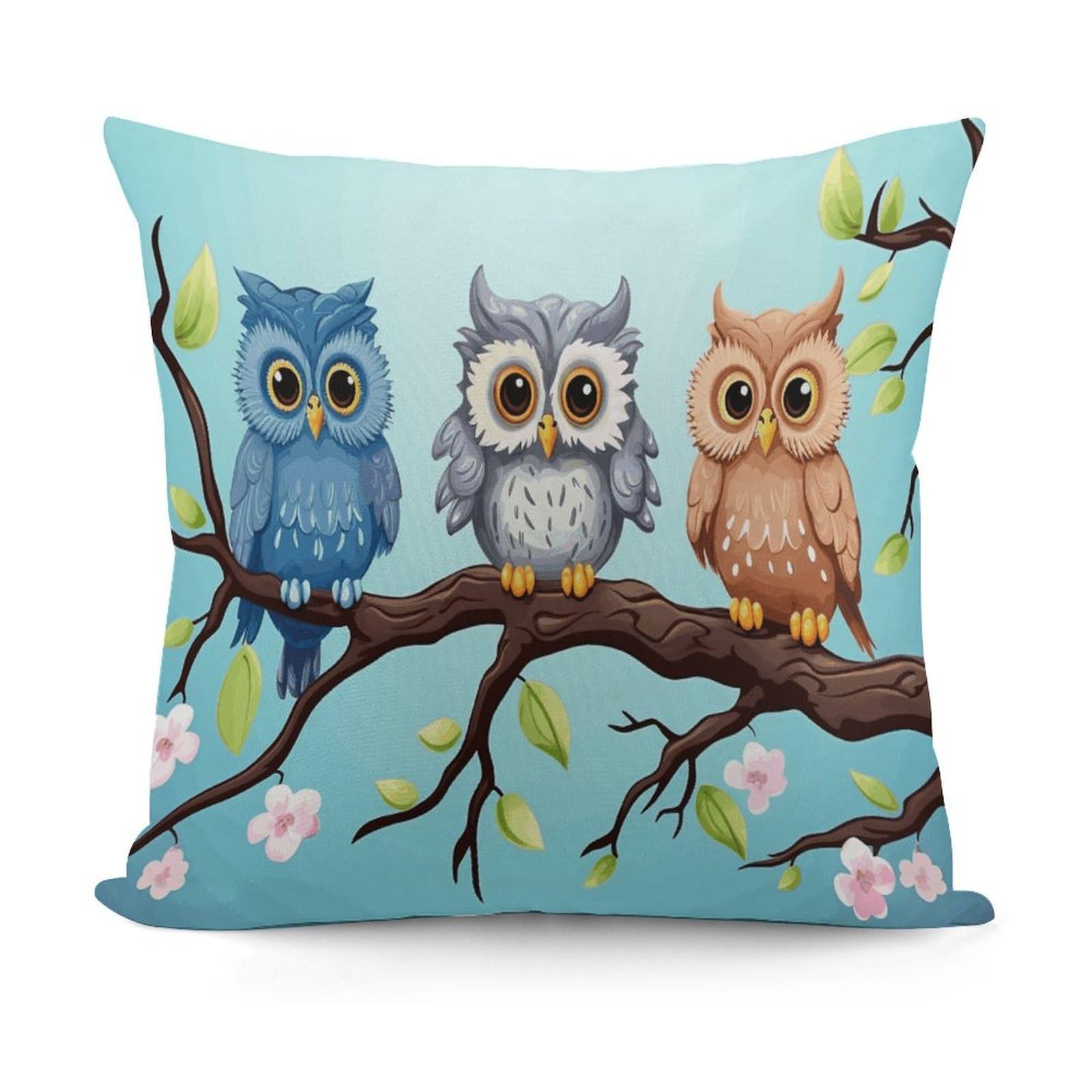 VstaDank Owls on A Branch Throw Pillow Covers Fade-Resistant Plush Pillow Case Cozy Square Cushion Case Removable Pillowcase Exquisite Pillow Shams Soft Pillow Protector 18"x18"