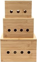 Bamboo Potato Storage Box [Set of 3] - Stackable Onion & Garlic Storage - Wooden Vegetable Box for Longer Freshness - Includes Lid & Ventilation - Sustainable Kitchen Organiser