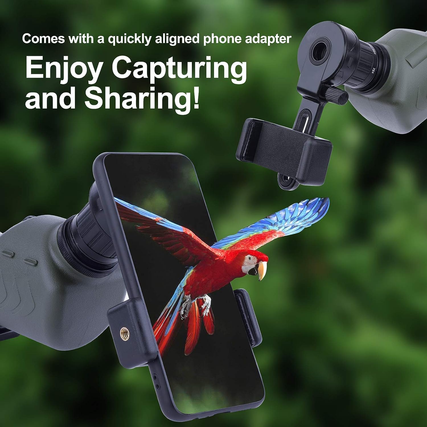 25-75x70 Telescopio Terrestre con Trípode, Bolsa de Transporte y Adaptador de Teléfono Inteligente,para Turismo Safari Observación de Estrellas Tiro con Arco Camping Paisaje de Vida Silvestre