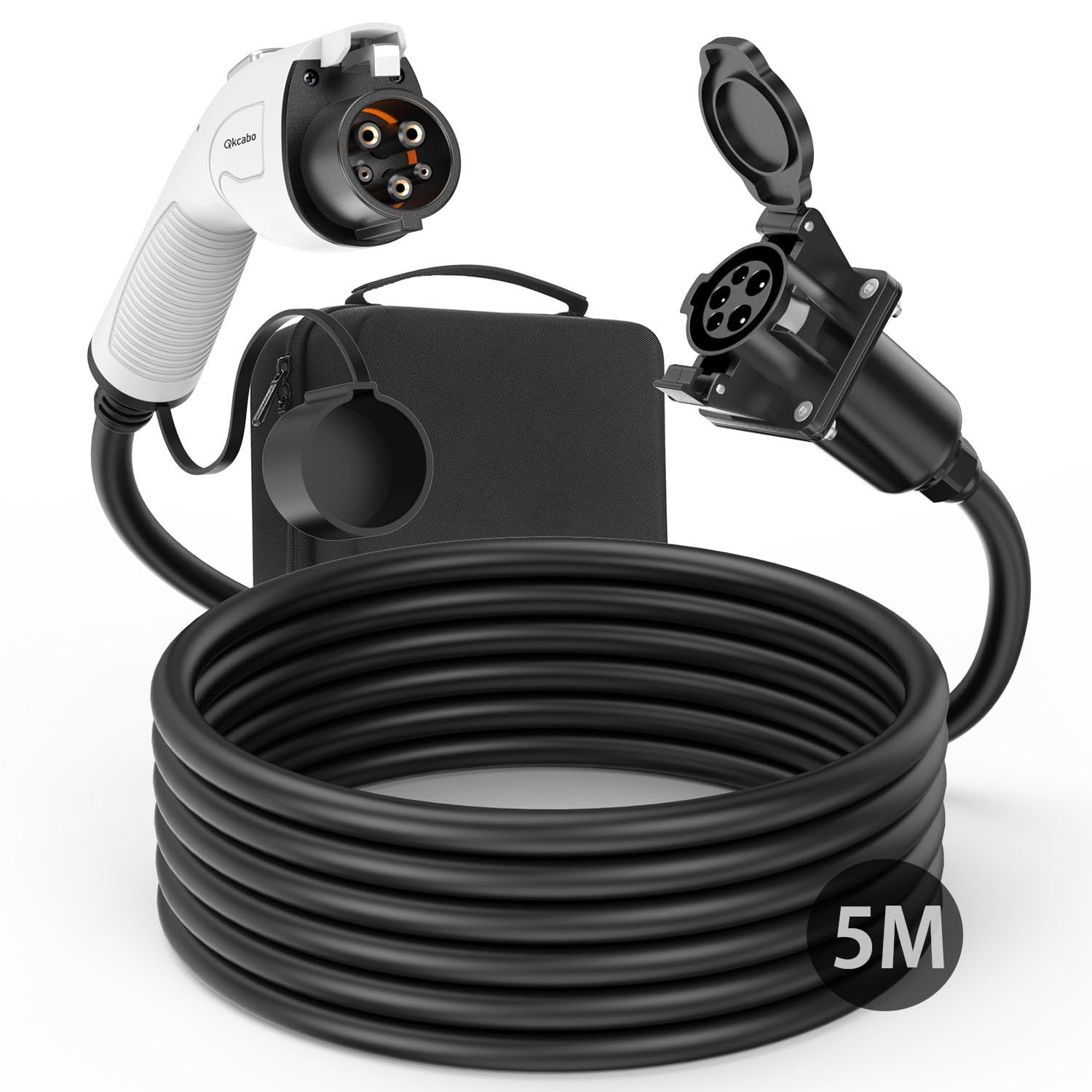 32A 電気自動車 充電器延長ケーブル 5M 100–240V対応 3KW 6KW EV充電ケーブル 延長コード SAE J1772規格 (5メートル)