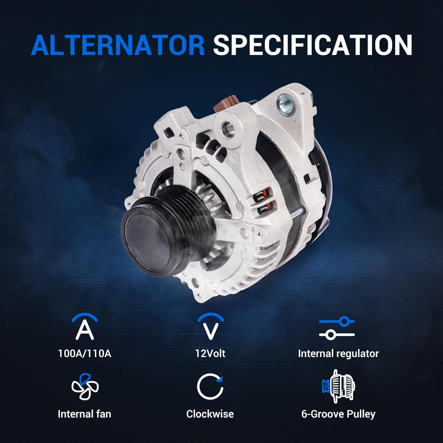 Autoround Alternator Fit for 2011-2013 Toyota Corolla & Matrix, 1.8L L4, 12V 100A/110A 6-Groove Clutch Pulley Clockwise, Replace# AND0597, 400-52414R, VND0597
