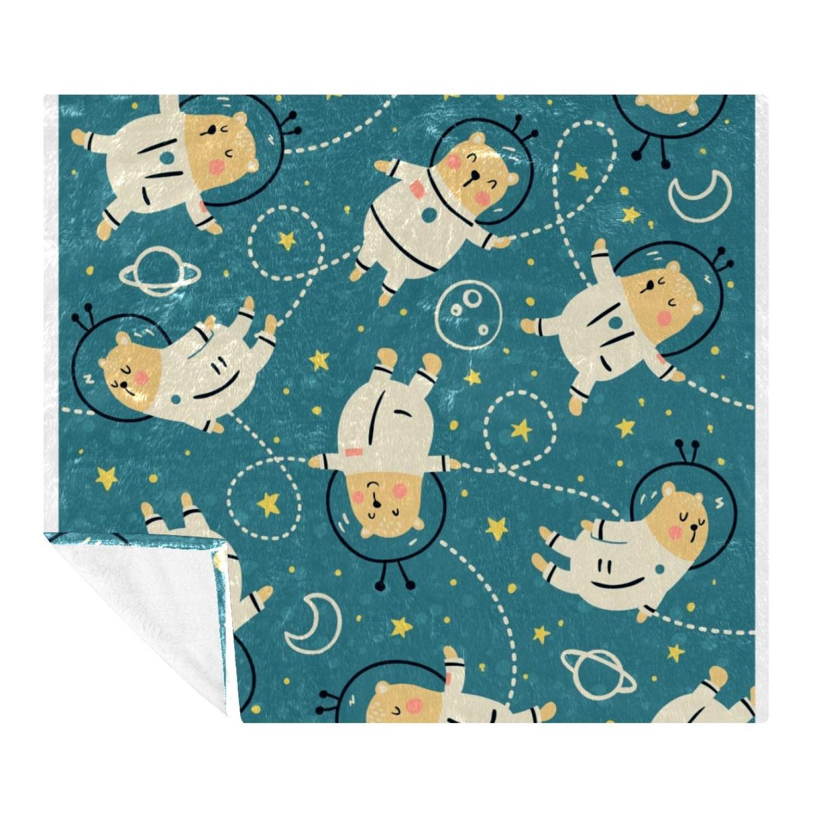 Couverture en microfibre de qualité supérieure douce et légère motif Bears In Space