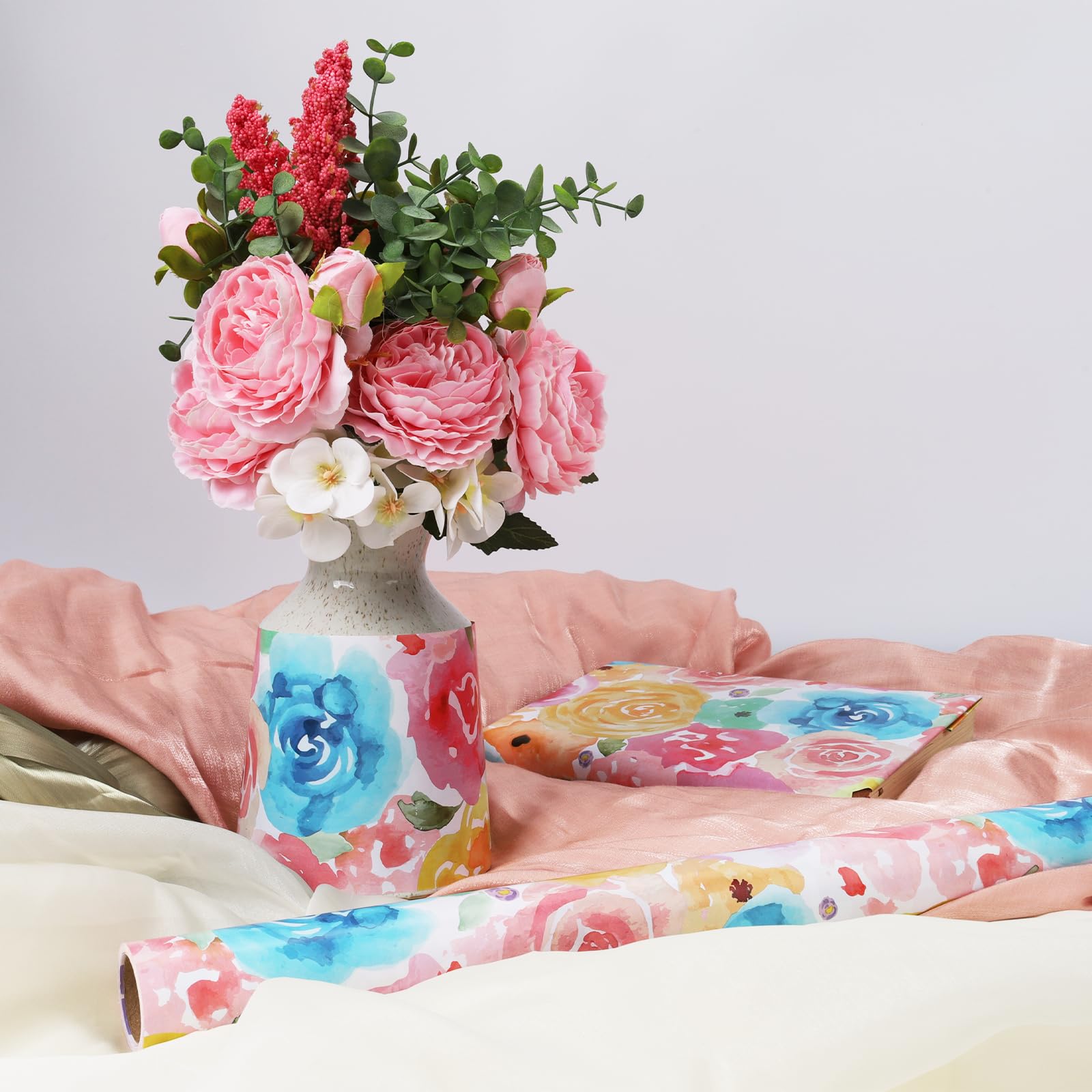 LaRibbons Rollo De Papel De Regalo Floral Reversible, 17 Pulgadas X 33 Pies (46.7 Pies Cuadrados), Diseño De Acuarela Colorida De Doble Cara Y | Compra Online En Yaxa