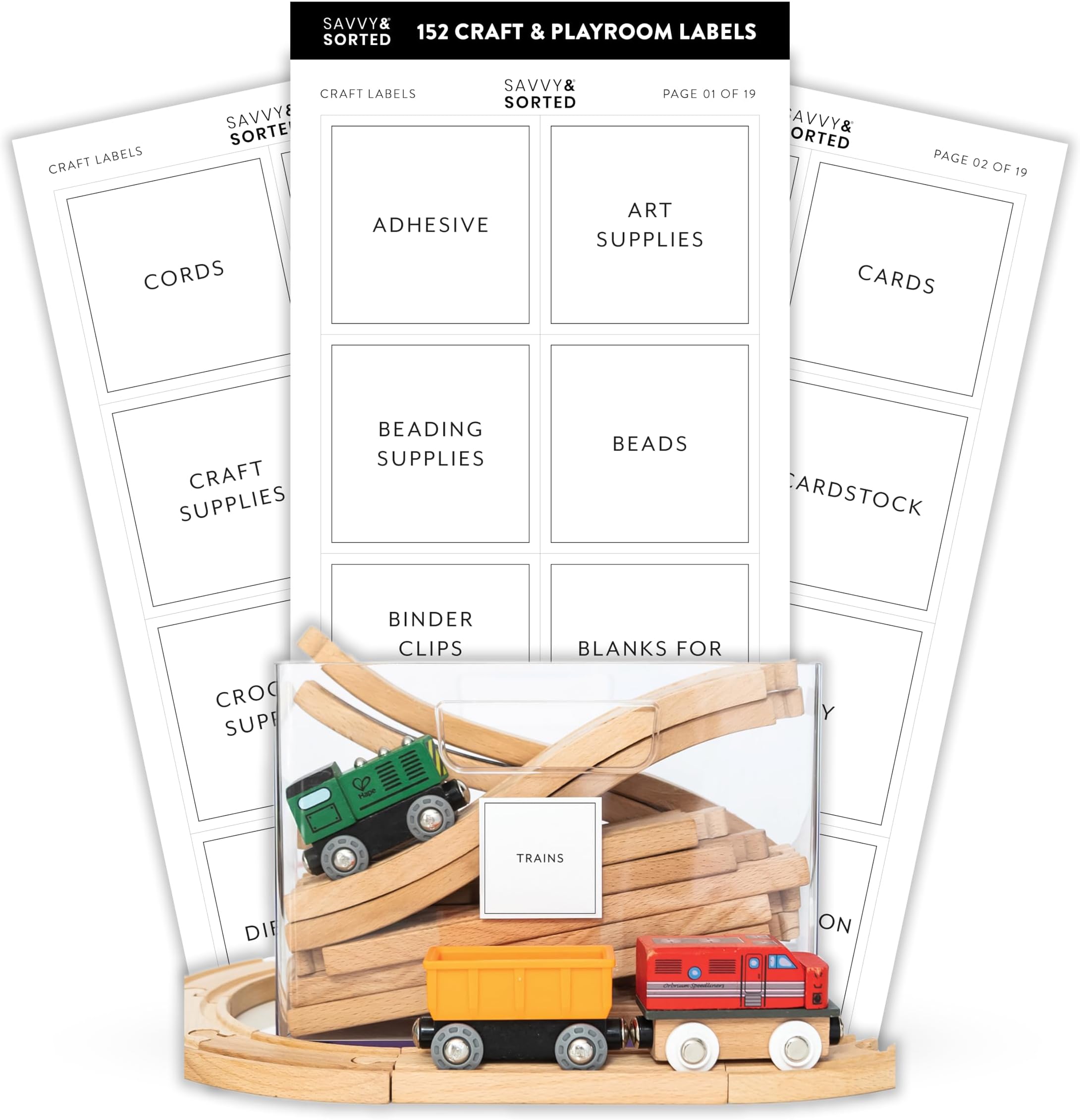 Organizing Labels for Storage Bins, 152 Craft & Kid Playroom Labels for Containers on White Sticker with Black Text, Home Storage Containers Label, Kids Craft Room