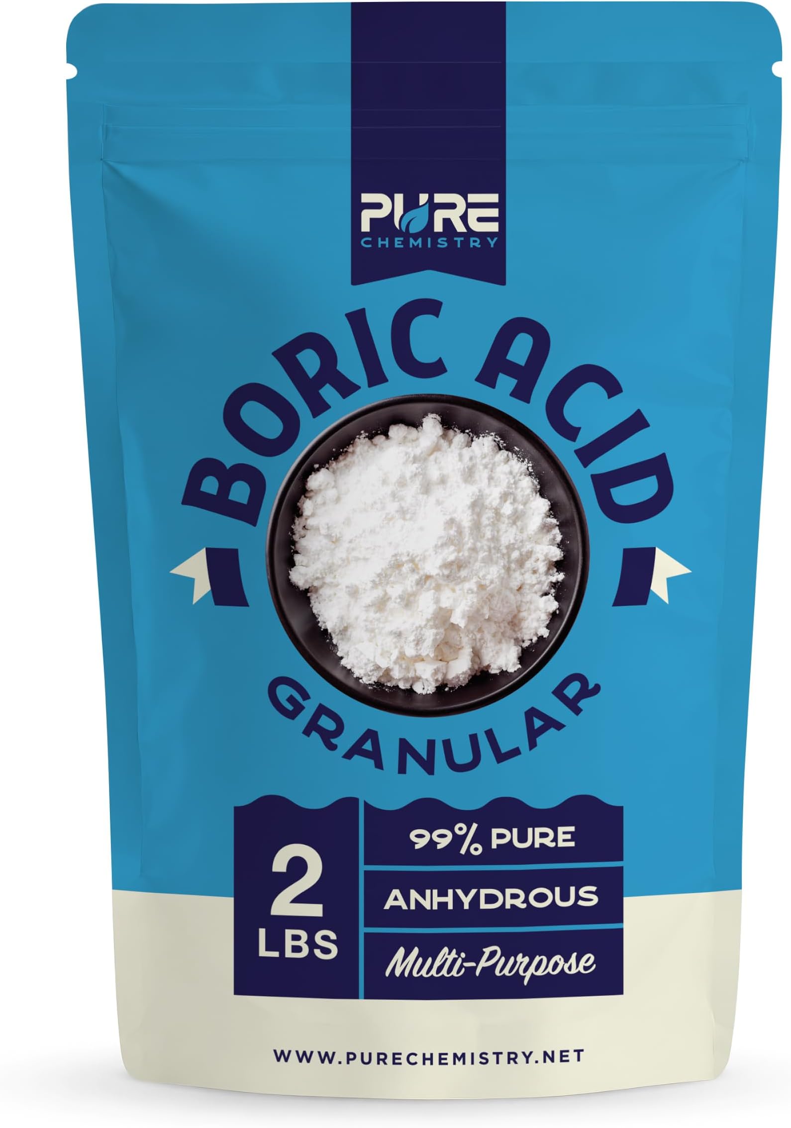 Bulk Boric Acid, 99.9% Pure, Granular, 2 lbs | Used for Laundry, Kitchen, Household, and Industrial Applications