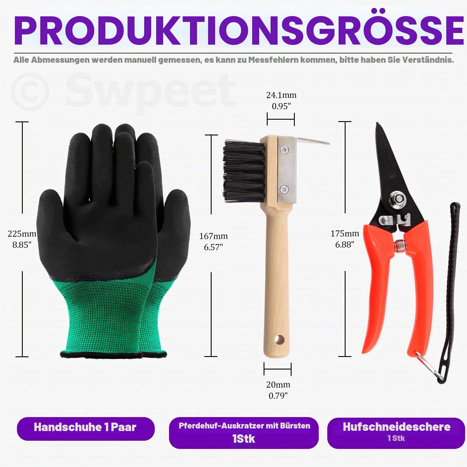 Swpeet 8Pcs Professionelle Hufschmied Werkzeuge Value Kit mit Roll Pack, Pferde Huf Trimmer Schere Werkzeuge, Hufschneider, Hufschmied Raspel Datei und Gummigriff, Huf Zange