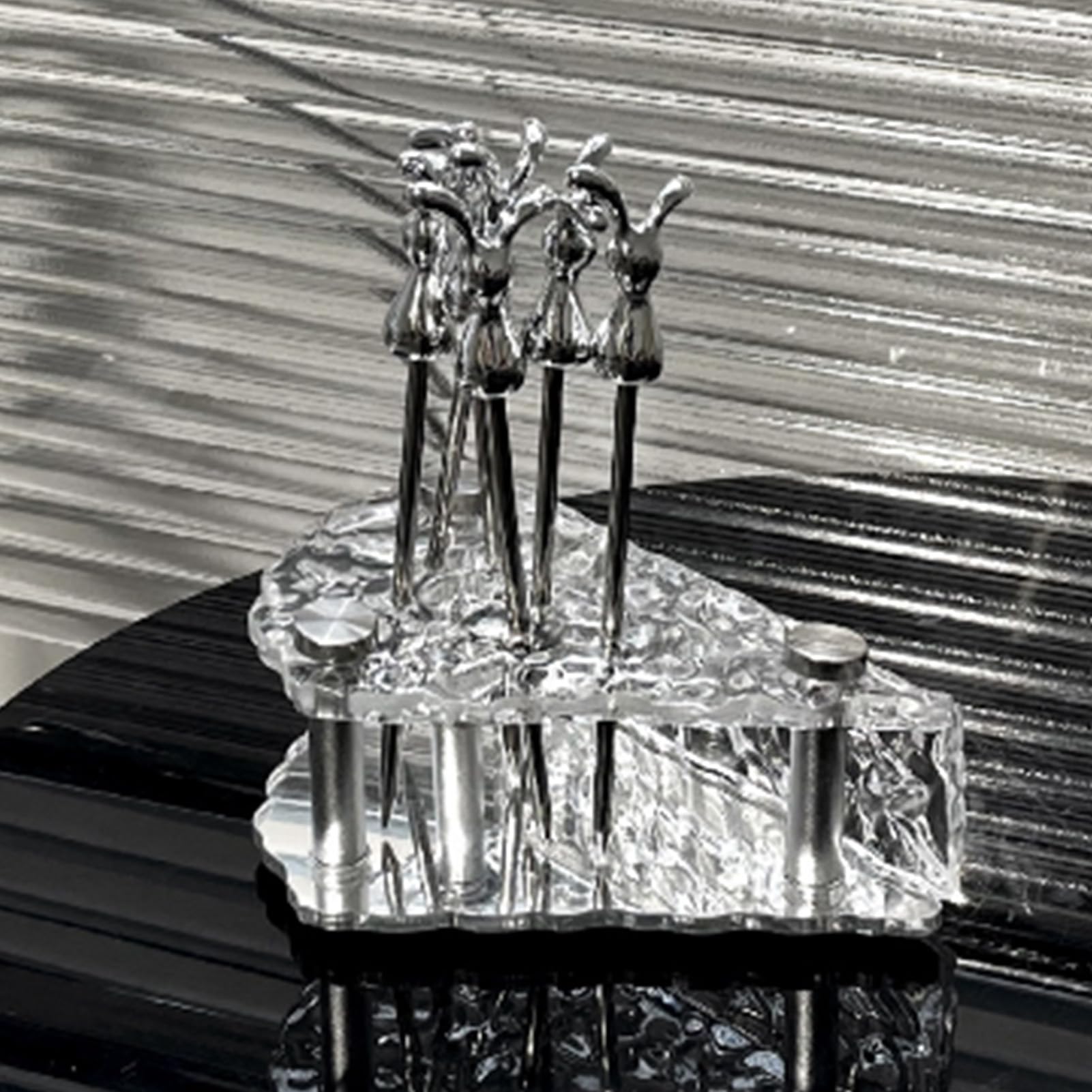 Sunicon 6Pcs Rabbit Shape Fruit Fork Set, Stainless Steel Fruit Stick Small Dessert Cake Fork with Base, Fruit Forks Salad Forks Food Picks for Easter Party Favors Cake Dessert