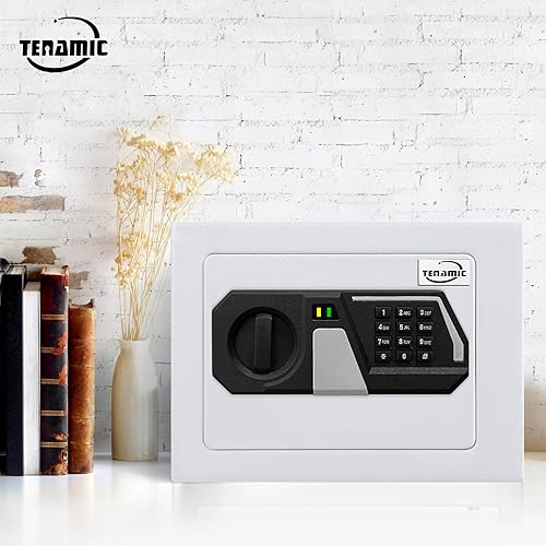 Miniatura 8 de Tenamic Caja de seguridad digital electrónica de 0.23 pies cúbicos, caja de seguridad digital con teclado, caja fuerte para gabinete, acero de