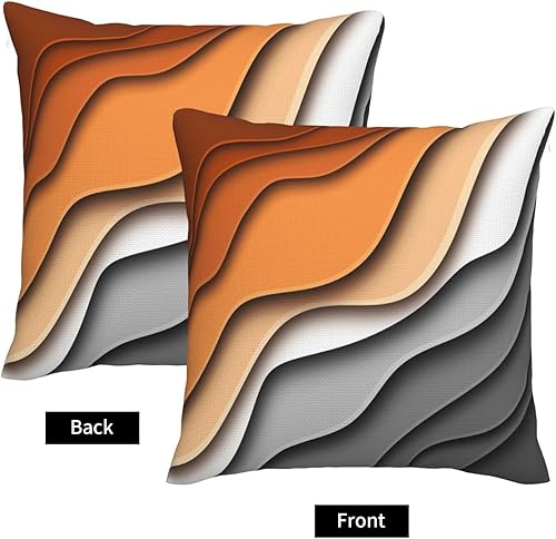 Miniatura 6 de Juego de 2 fundas de almohada bohemias de 18 x 18 pulgadas, color marrón y gris, negro, para verano, otoño, naranja quemado, gris, para exteriores,