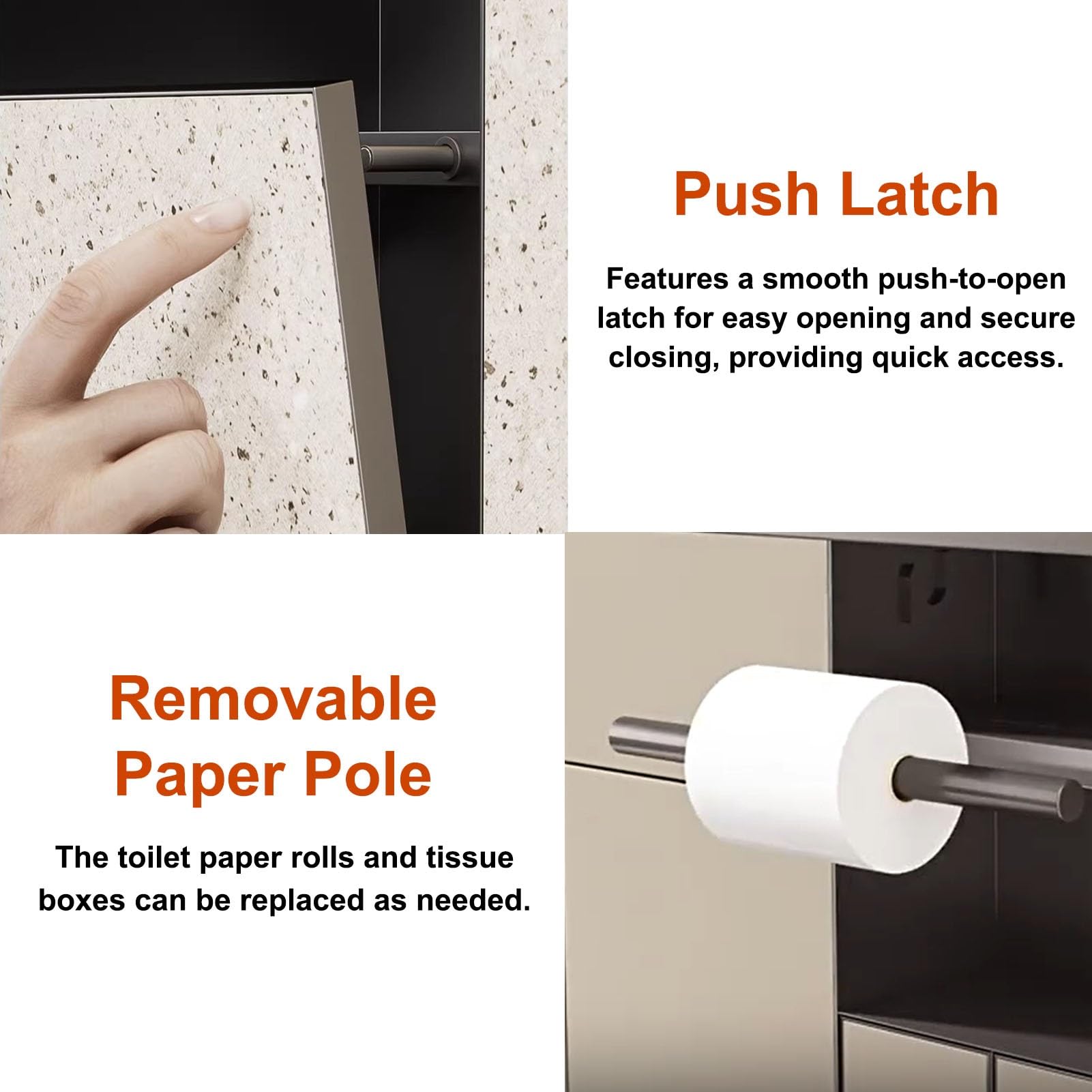 Nicho de baño empotrado con estante de almacenamiento y dispensador, soporte de papel higiénico en la pared para instalación de azulejos