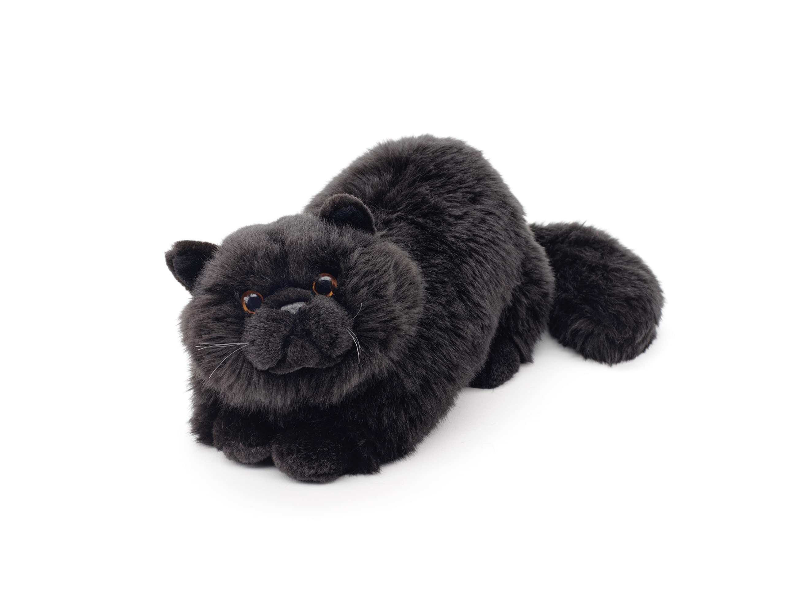 Uni-ToysPersian Cat Black Lying Down - 31 cm (Length) - Plush Cat - Plush Toy, Cuddly Toy