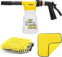 Foam King Car Wash Foam Gun & Microfiber Mitt - Garden Hose Snow Foam Cannon for Scratch-Free Auto Detailing on Cars, Trucks, Boats