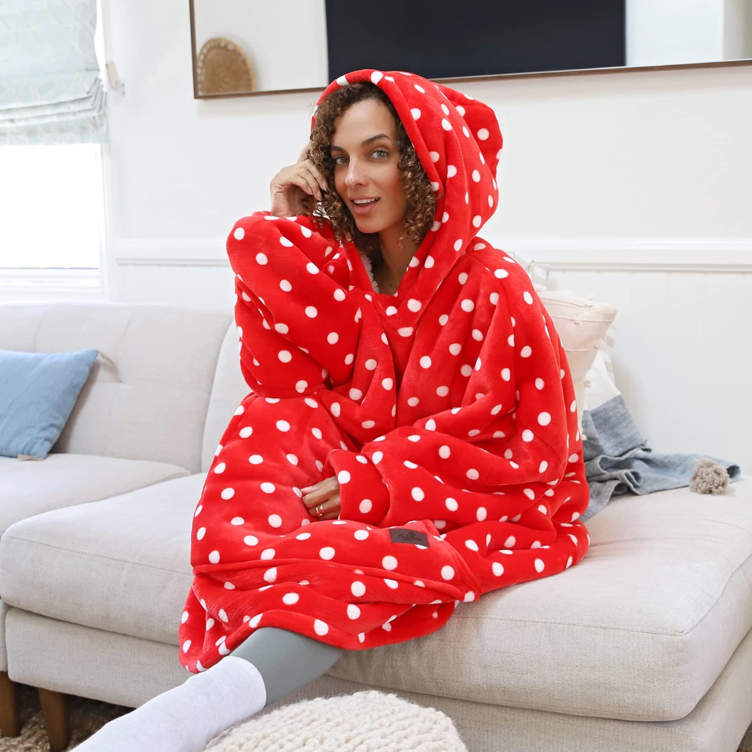 Miniatura 2 de Catalonia Sudadera con capucha de gran tamaño cómoda sudadera de sherpa para adultos