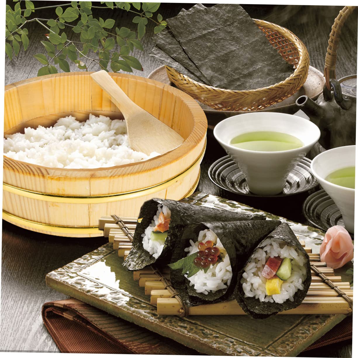 Amazon | OUNONA 寿司桶 飯台 22㎝ 飯台 小 飯切 飯台 寿司桶 天然竹