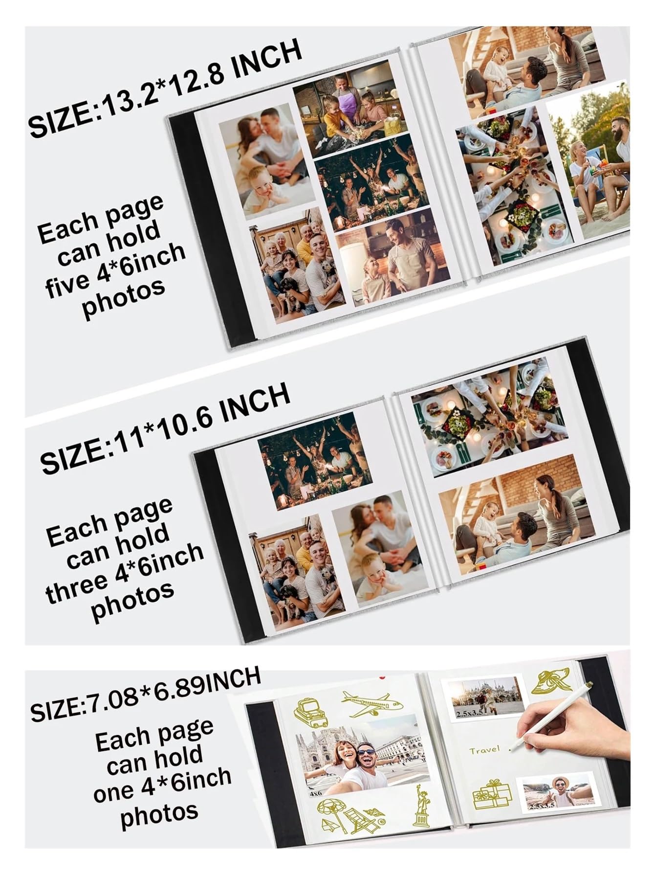 Album Fotos 1pc Linen Photo Album Self Adhesive Scrapbook For 2x3 4x6 5x7 8x10 Pictures DIY Book Birthday Gifts For Women Mom(Red-A)