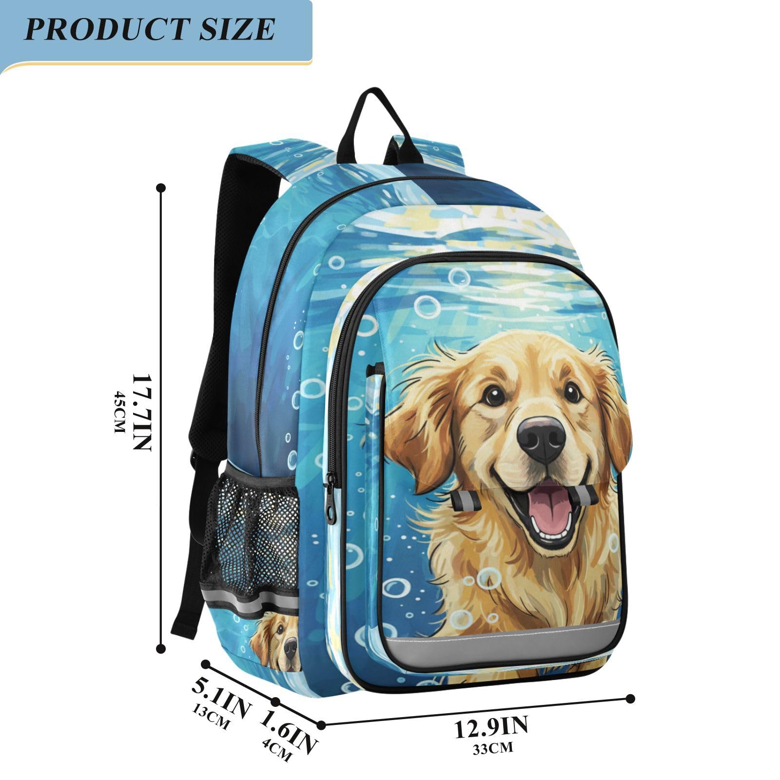 Mnsruu Laptop-Rucksack, 39,6 cm (15,6 Zoll), niedlicher Golden Retriever, Schwimmtasche, Schultasche für Teenager, Mädchen, leichter Reiserucksack für College-Arbeit, 45 x 33 x 17 cm