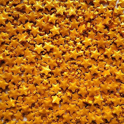 Homankit Estrellas comestibles de estrellas doradas comestibles para decoración de pasteles, estrellas grandes y pequeñas, mezcla de azúcar dorada