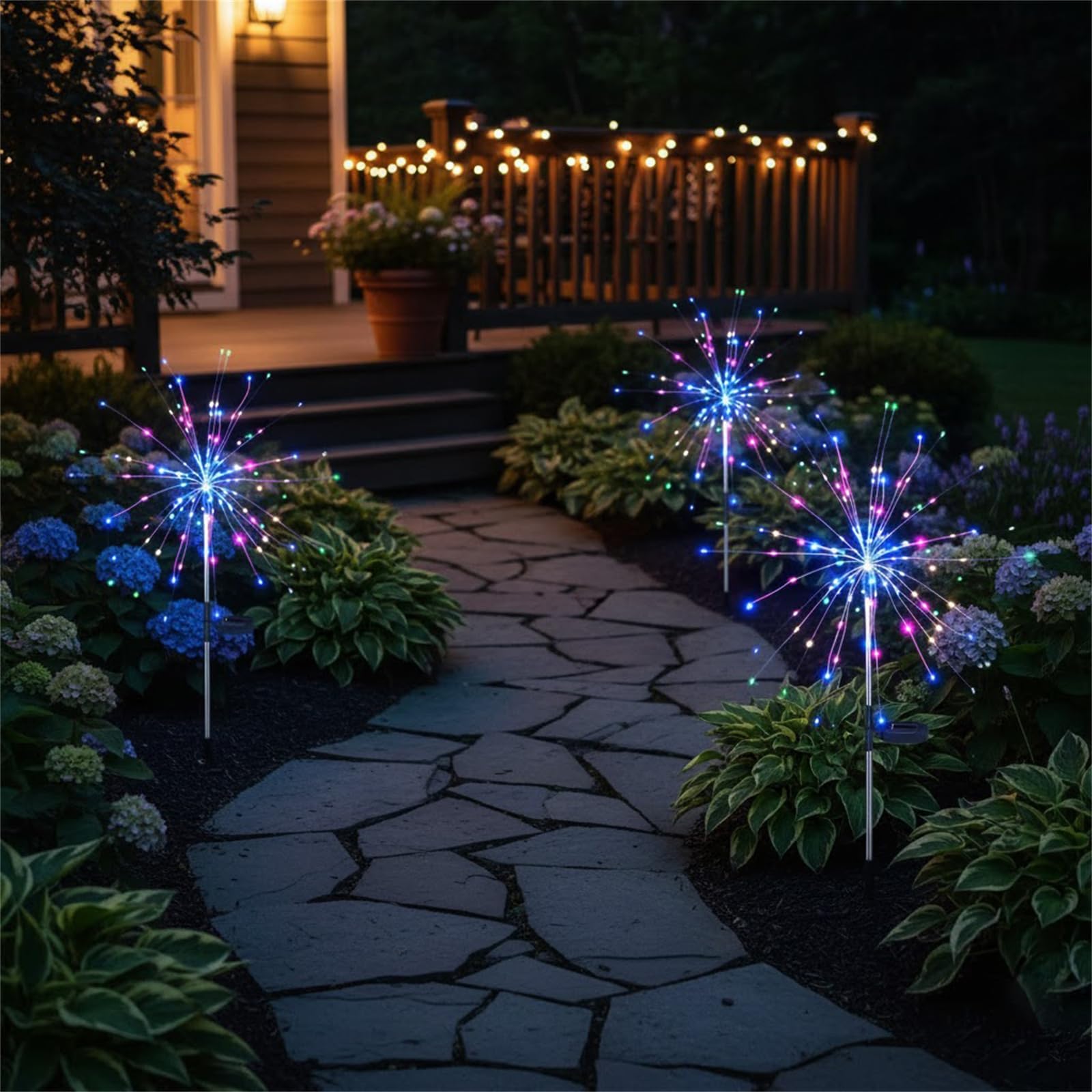 Table Lights Fireworks, Mini Table Starburst Lights LED with Remote Control, Led Christmas Starburst Firework Lamp for Indoor Christmas Tables, Party & Home Décor (Colorful Light, 3Pcs)