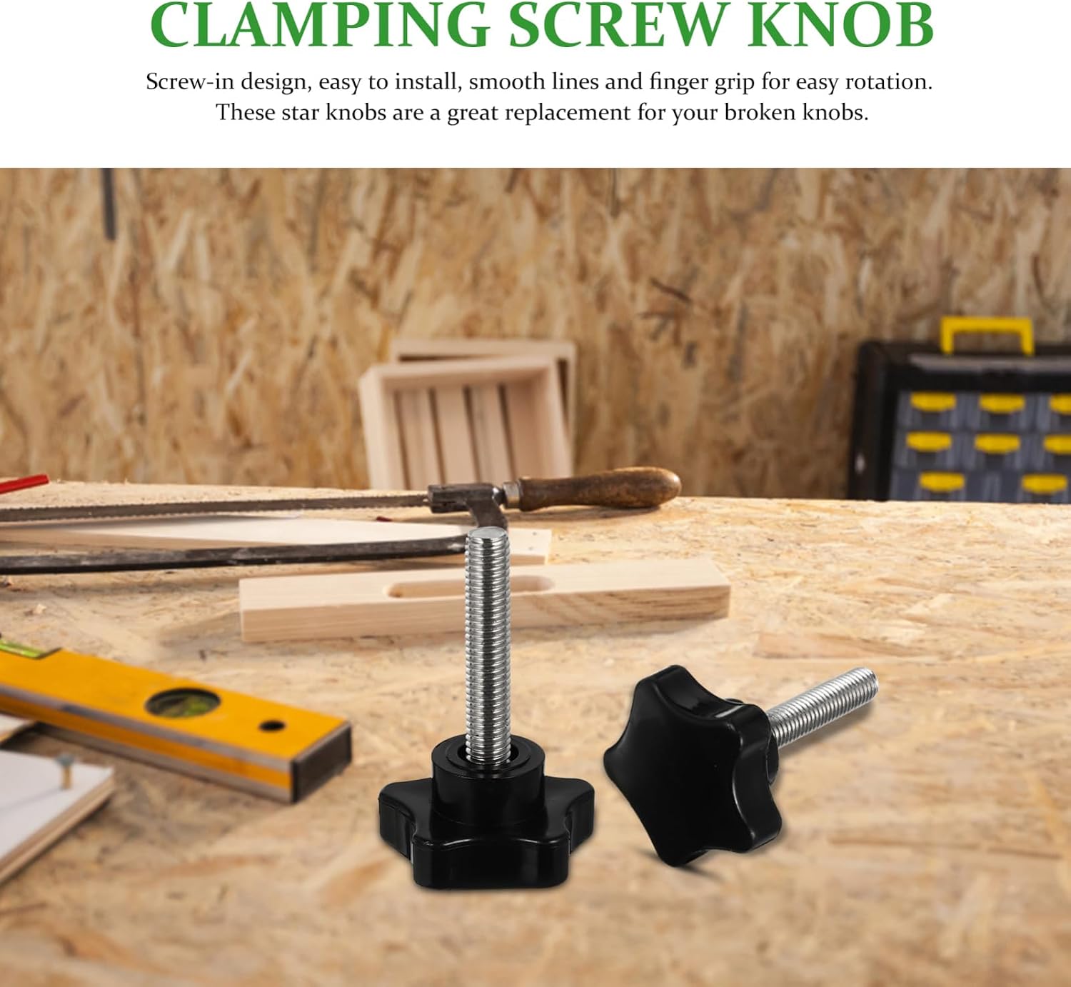 2-Pack 8mm Star Knobs Clamping Screw Knobs with Stainless Steel Nuts Thread Head Clamping Handle for Comfortable to Hold and Installation