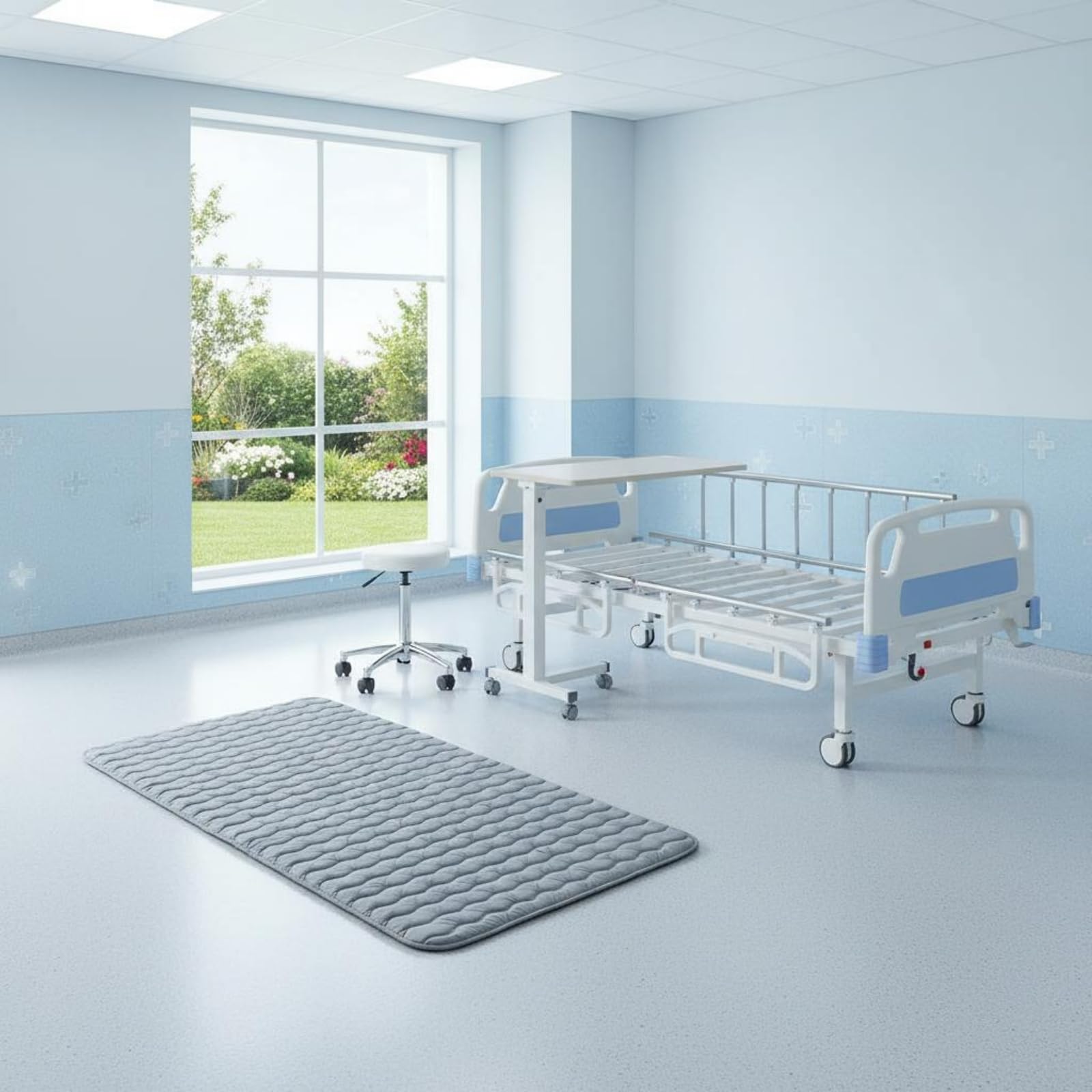 Sobrecolchón Alivio Presión Resistente Al Hundimiento Sobrecolchón Transpirable sin Inflado Cama, 90 150cm, Gris Claro con Patrón De Ondas