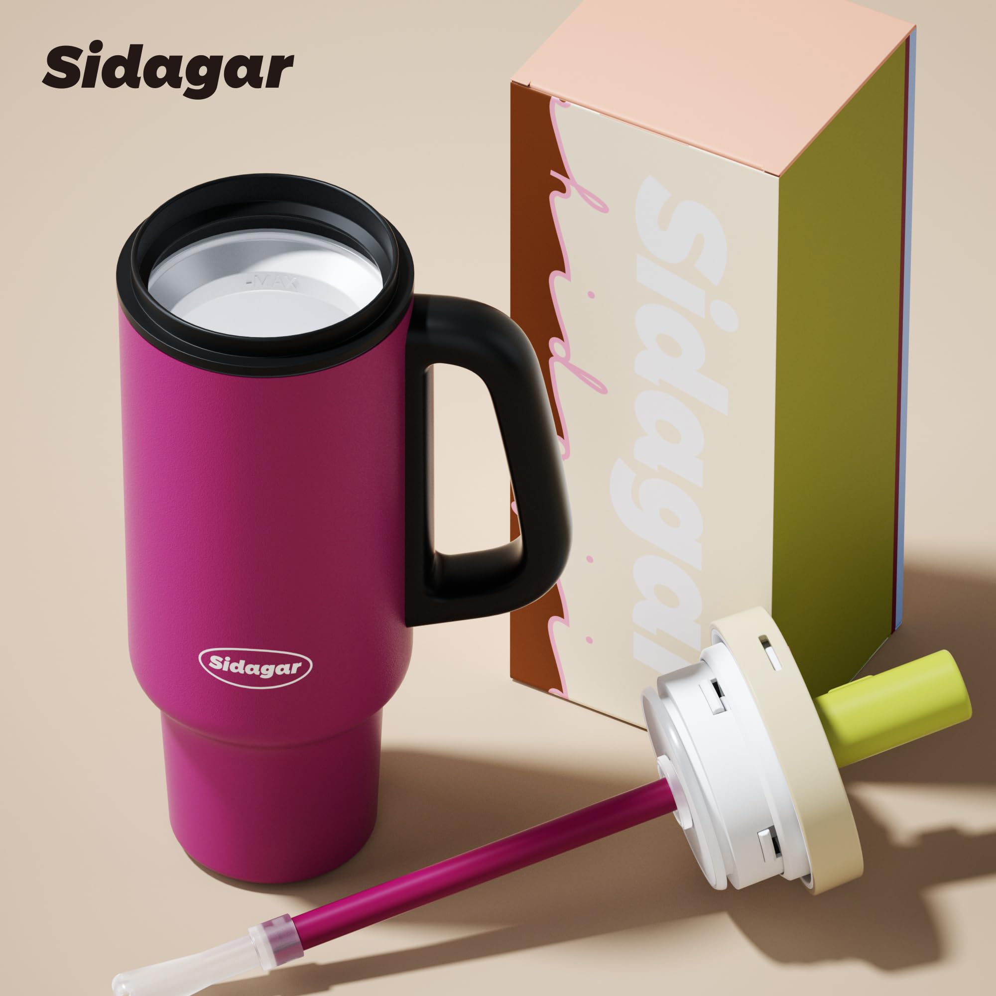 Gourde Isotherme 1,1L avec Paille et Poignée, Mug Isotherme Inox 316L, Bouteille d’Eau Anti Fuite, Thermos Grande Capacité, Compatible Porte-Gobelet, Violet