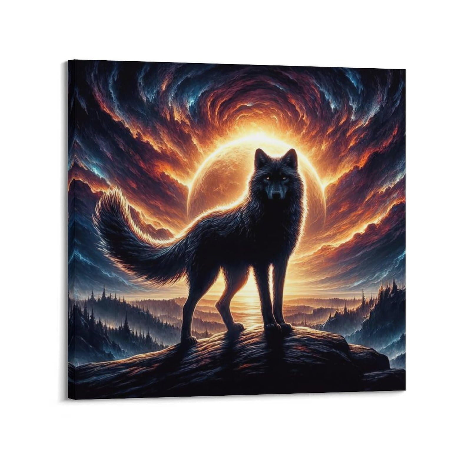 WPHSFX Animal Poster The Wolf on The Mountaintop Poster Decorative Painting Canvas Wall Posters And Art Picture Print Modern Family Bedroom Decor Posters 20x20inch(50x50cm)