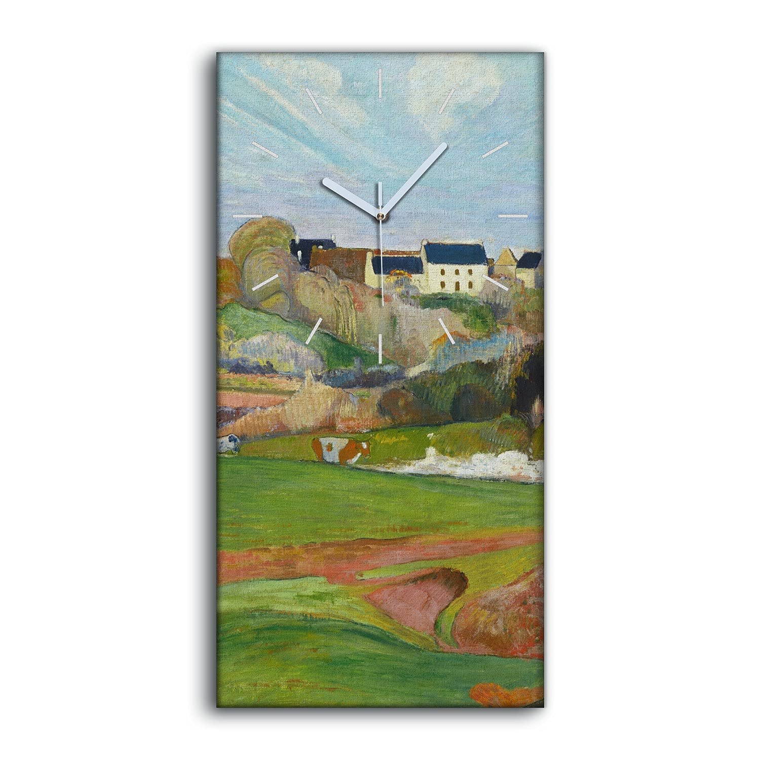 Horloge sur Toile silencieuse 30x60cm Paysage au Pouldu décor moderne