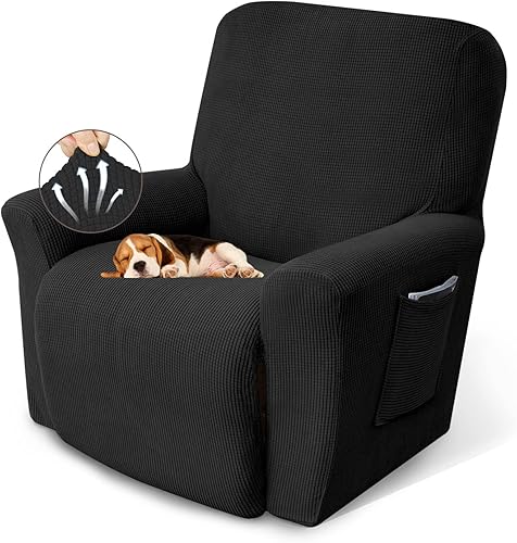 KEKUOU Fundas para sillas reclinables, fundas elásticas para sofá reclinable de Lazy Boy, 1 pieza, protector de muebles con parte inferior elástica