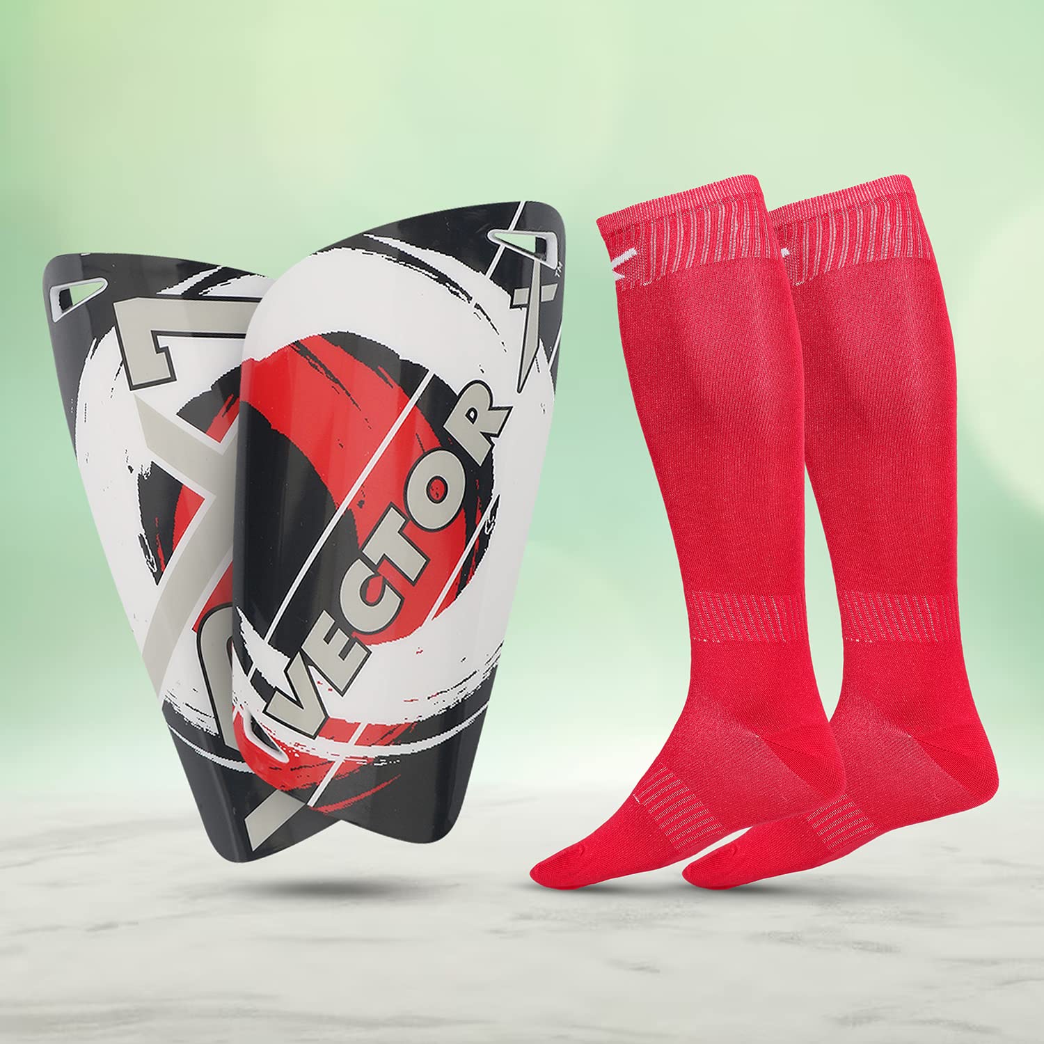 VECTOR X VRX7 Football Shin Guard with Blastic Football Socks/Stockings Combo Colourful Protective Shinpad (Medium, Black-RED) (B0BY6L5KZ8) Amazon Price History, Amazon Price Tracker