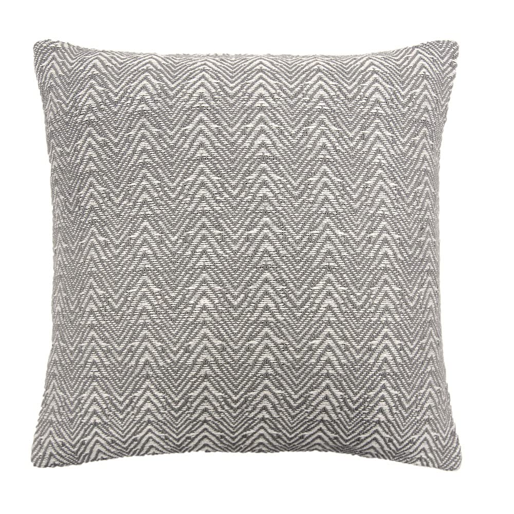 Appletree - Herringbone Silver Grey Cushion (43 x 43cm) - 100% Cotton - Filling Included - Zig Zag Cushion in Grey - Grey Silver Woven Cushion - Grey Cushion with Cover Included/Cushion Insert