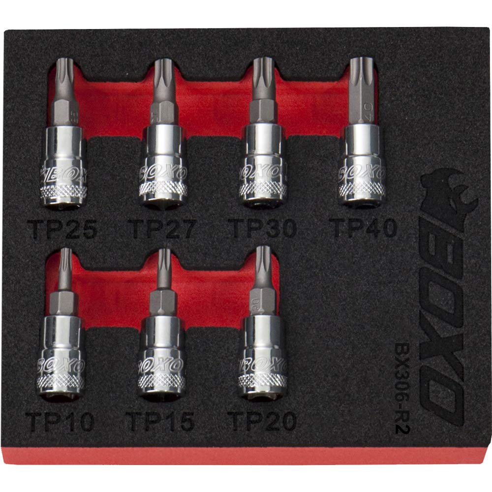 Tamperproof Torx Bit 1/4"" Drive Socket Set 7 Pcs. BOXO BX306-R2