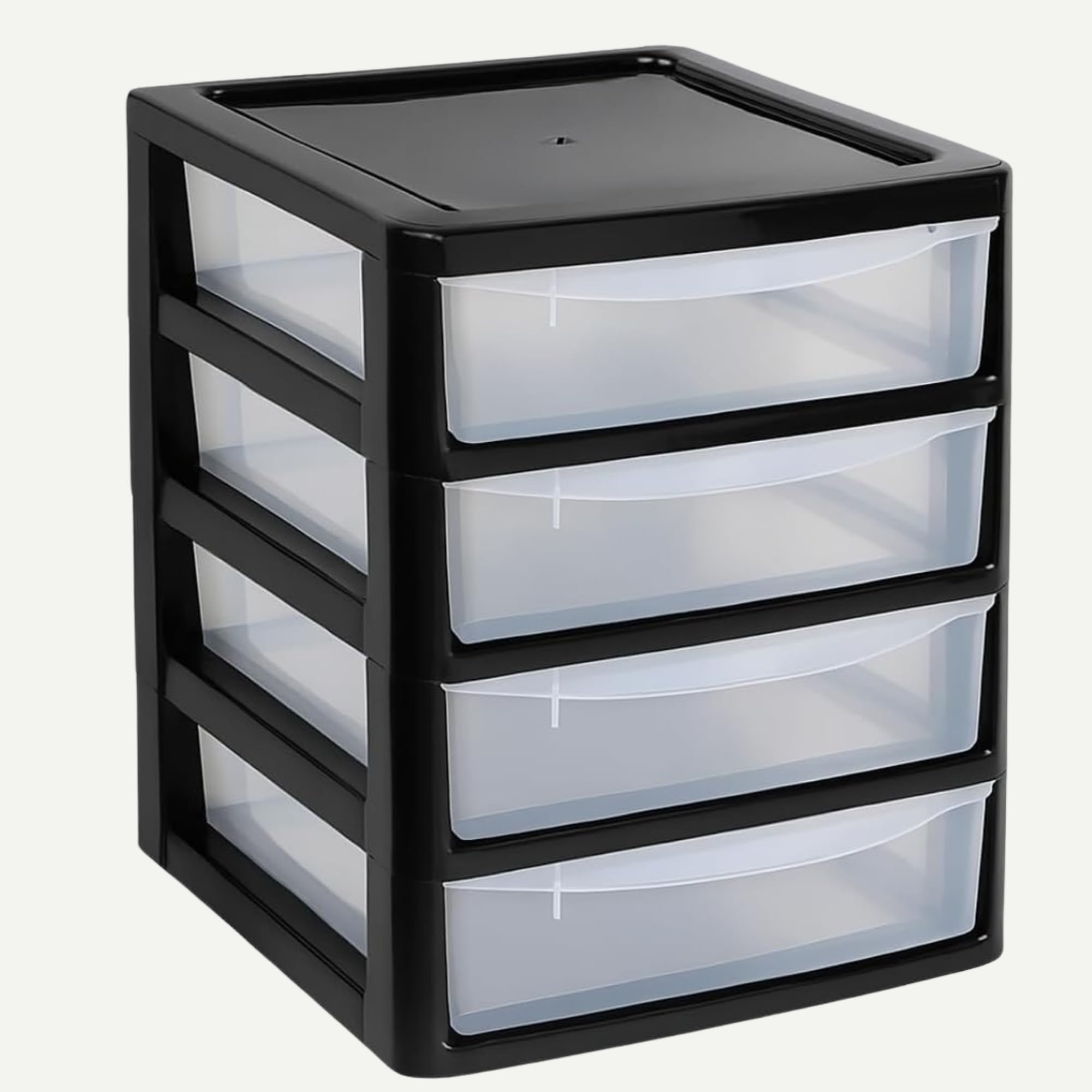 A4 Plastic Slim Storage Drawers Tower Unit Office Desktop Tabletop Home School Garage Portable Desk Organizer 2|3|4|6|8 Tiers (A4 Plastic Small Silver/Clear) (Black/Clear, A4 Slim 4 Drawers)